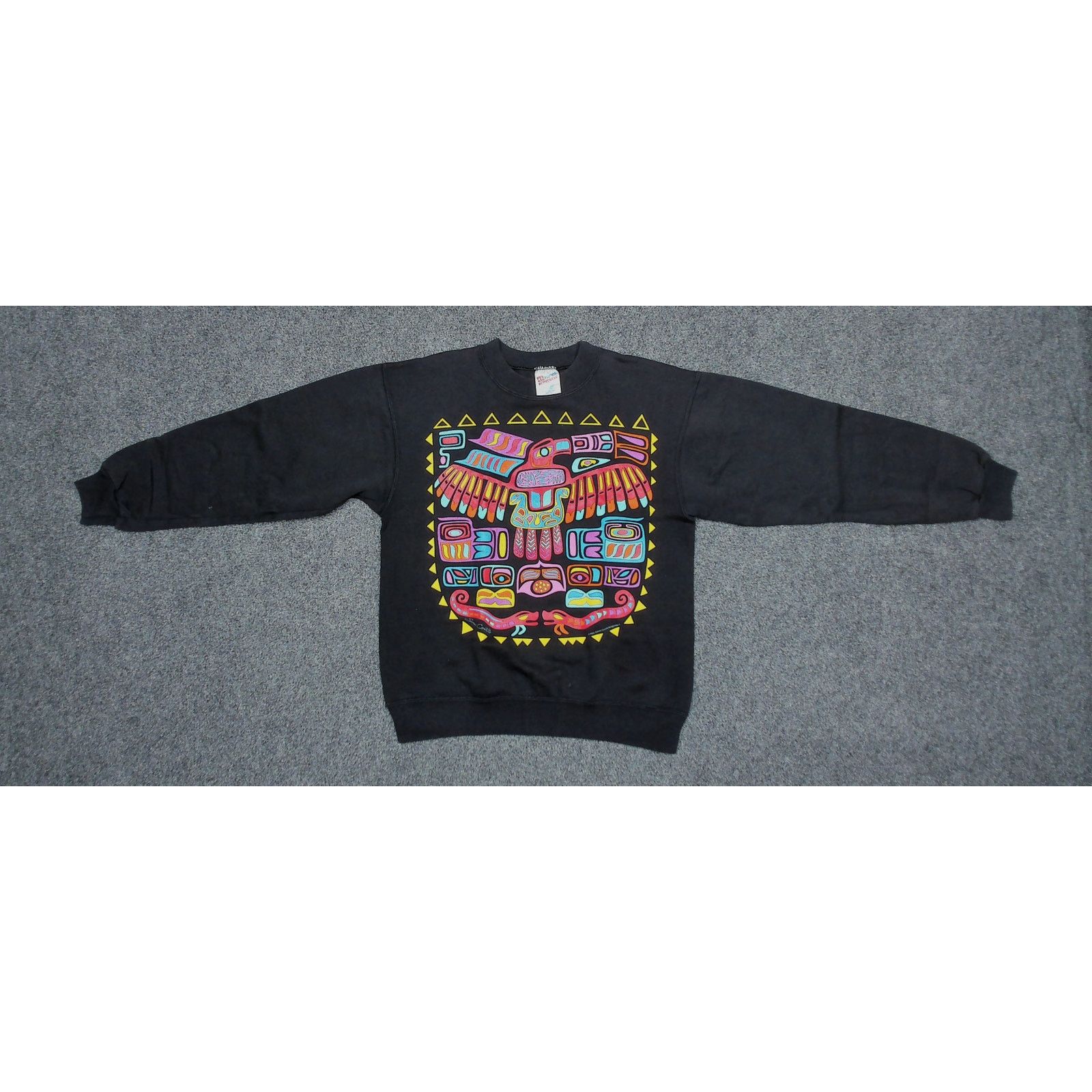 Hanes Hanes VTG 1991 Neon Geometric Thunderbird Sweatshirt USA Size US M / EU 48-50 / 2 - 4 Thumbnail