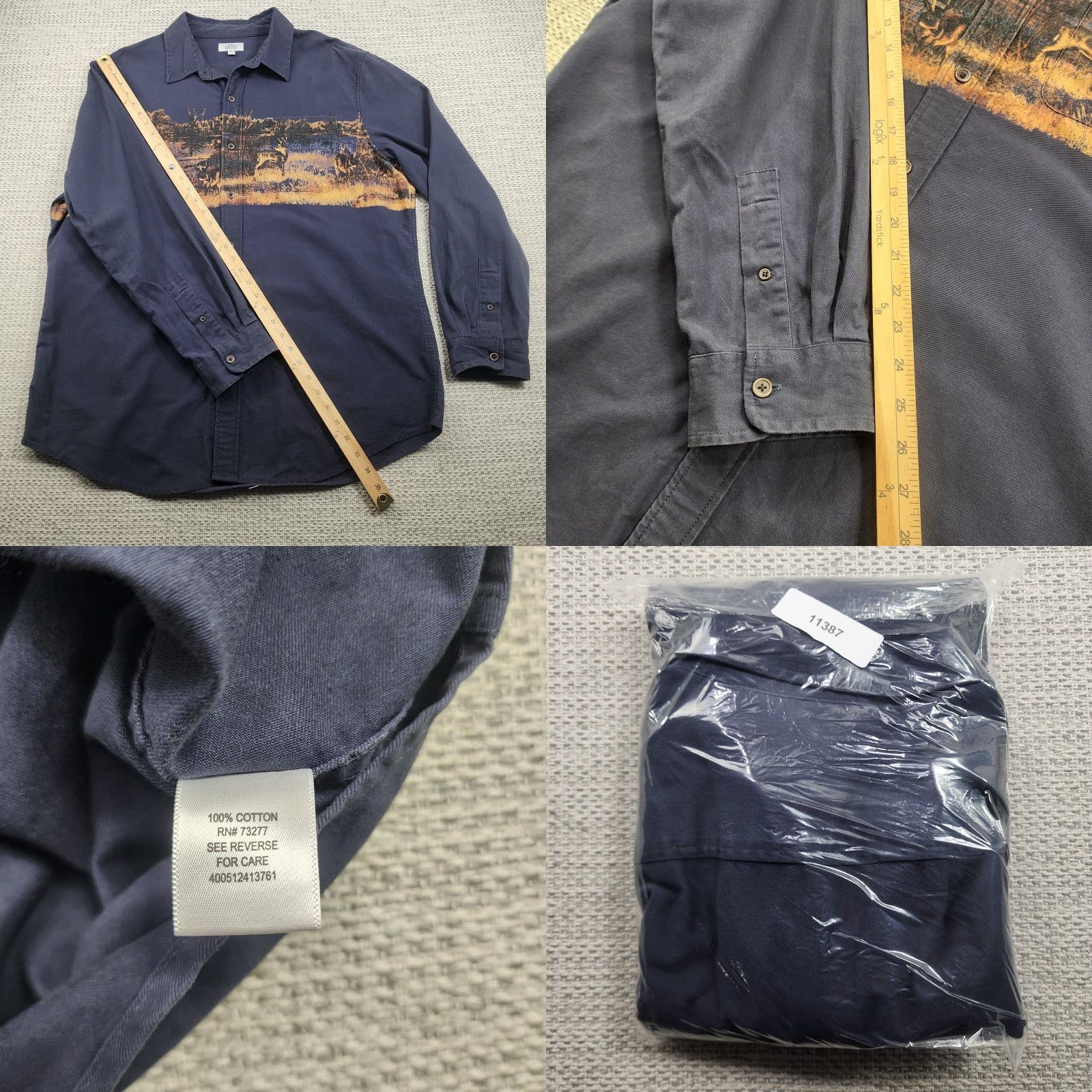 Croft & Barrow VINTAGE? No, but Croft & Barrow Shirt Mens XL Blue Deer Wildlife Scenic Button Up Cotton Outdoor Size US XL / EU 56 / 4 - 9 Thumbnail
