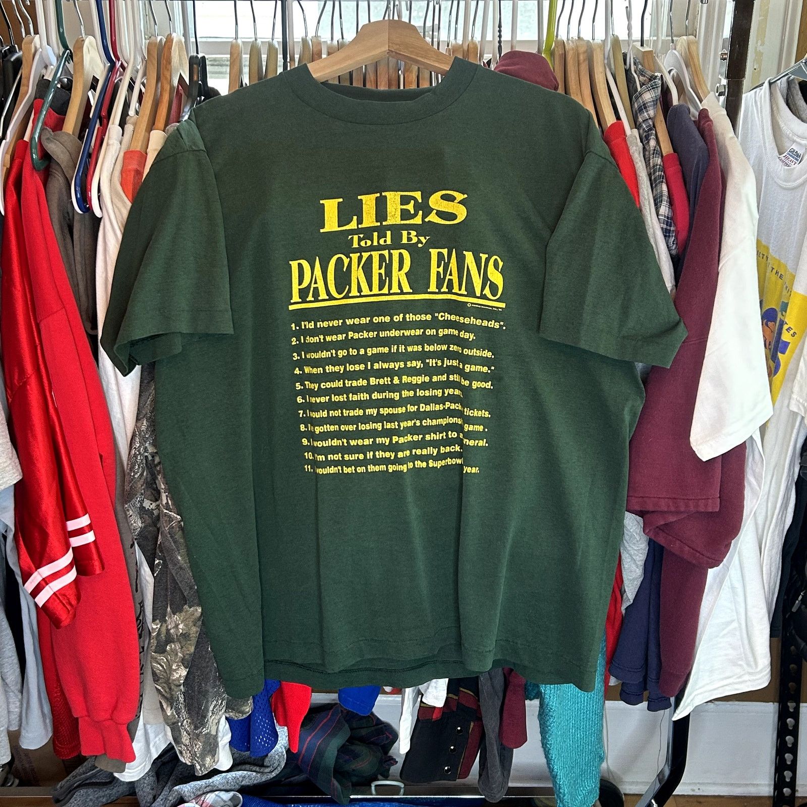 Fruit Of The Loom Vintage 90s Funny Packers T-Shirt XL Size US XL / EU 56 / 4 - 1 Thumbnail