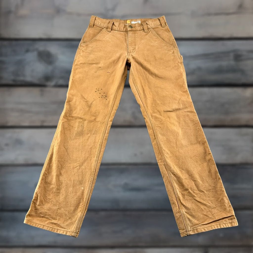 Carhartt Carhartt Pants Mens 30x32 Brown Tan Canvas Relaxed Fit Straight Leg Workwear Carpenter Pant Size US 30 / EU 46 - 1 Thumbnail