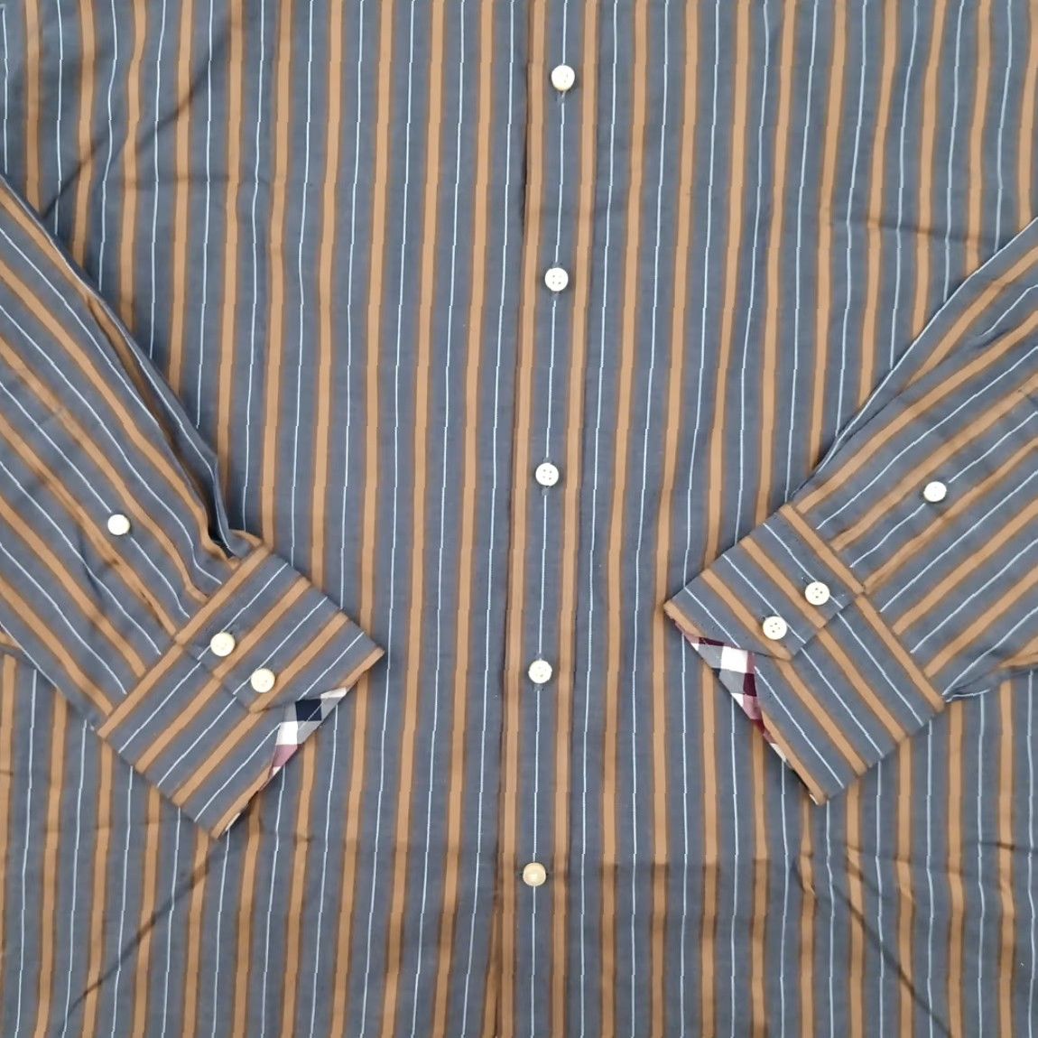 Vintage Thomas Dean Shirt Mens XL Gray Striped Long Sleeve Button Up Cotton Size US XL / EU 56 / 4 - 3 Thumbnail