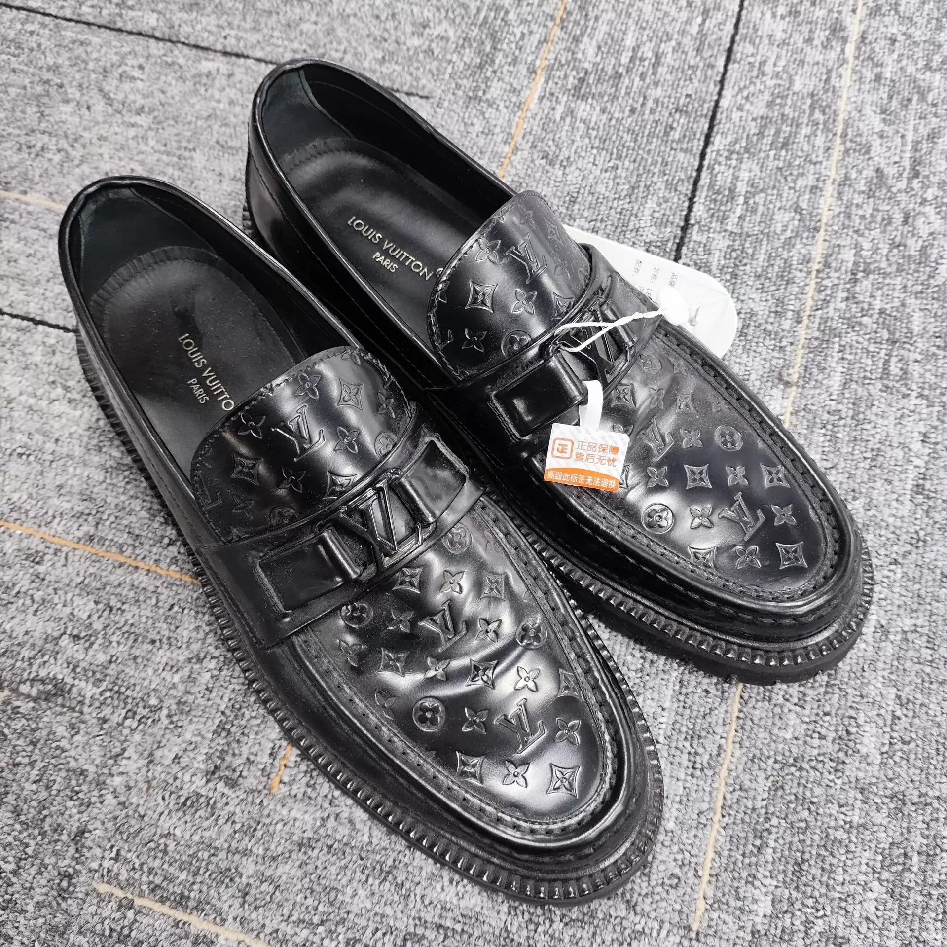 Louis Vuitton LV All-Over Print Leather Shoes US 7.5 Black Size US 7.5 / EU 40-41 - 1 Thumbnail