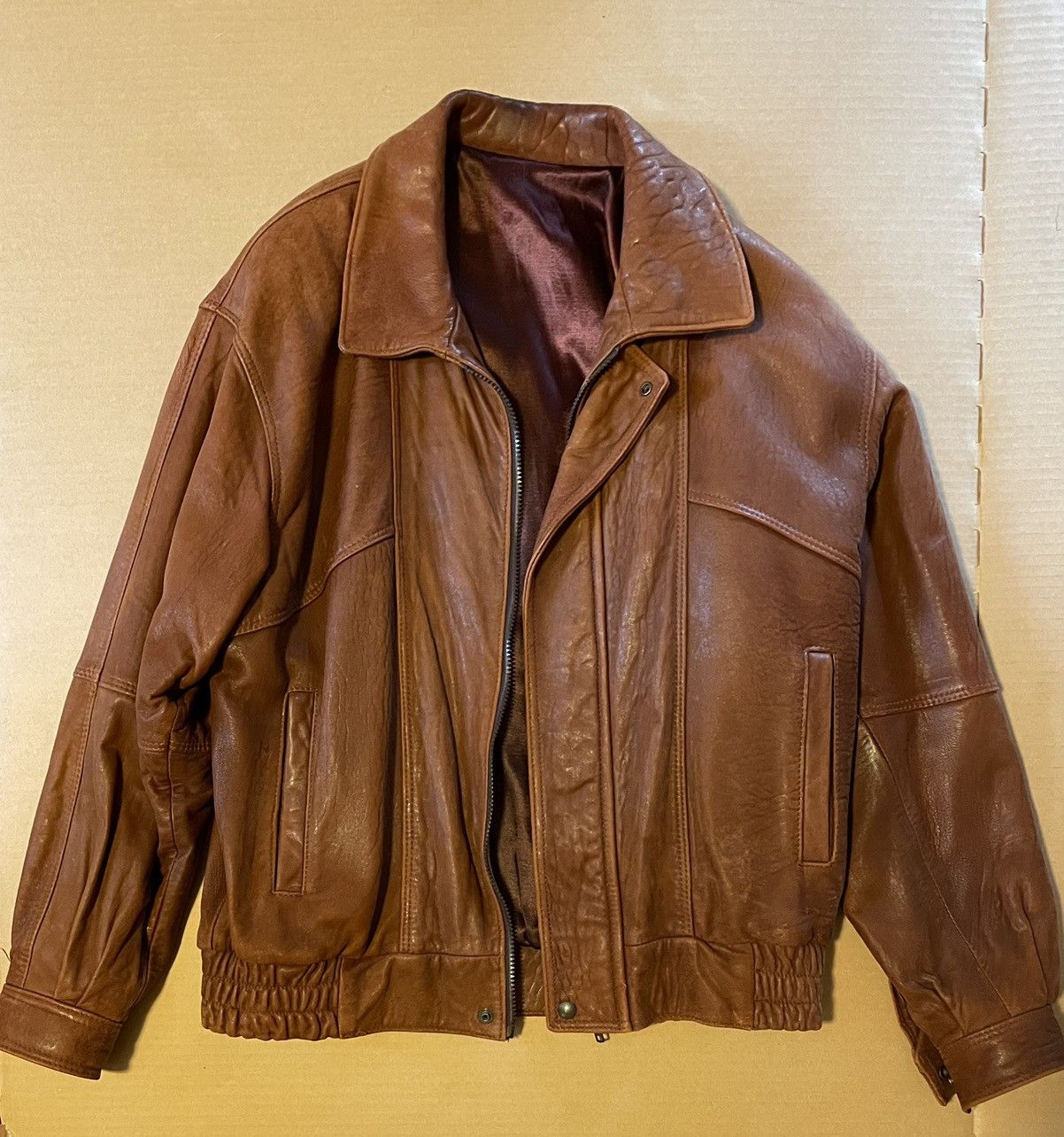 image of 80S/90S Vintage Leather Jacket in Brown, Men's (Size Small)