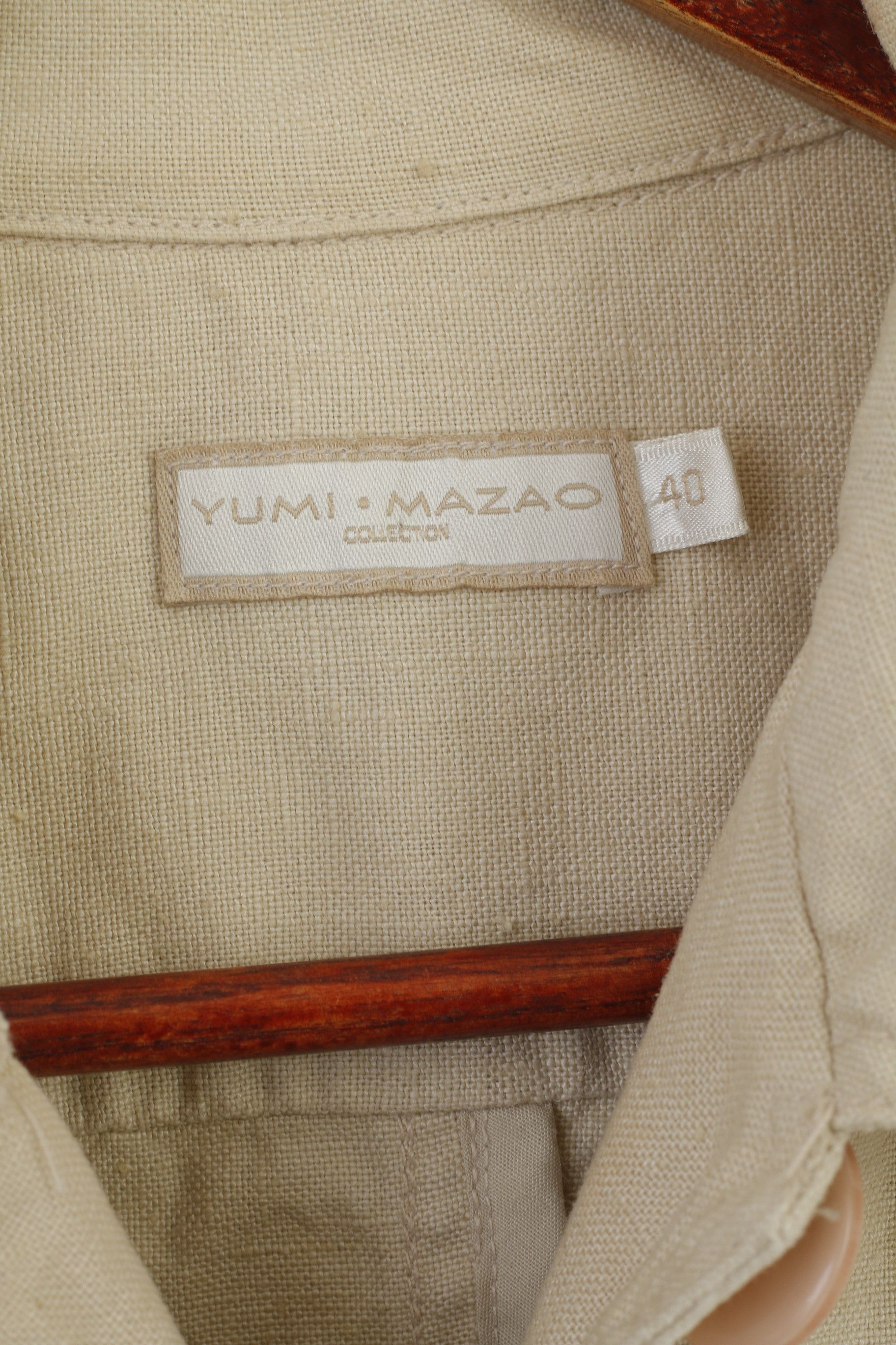 Vintage Yumi Mazao Women 40 S Jacket Beige Vintage Linen 2894 Size S / US 4 / IT 40 - 3 Thumbnail