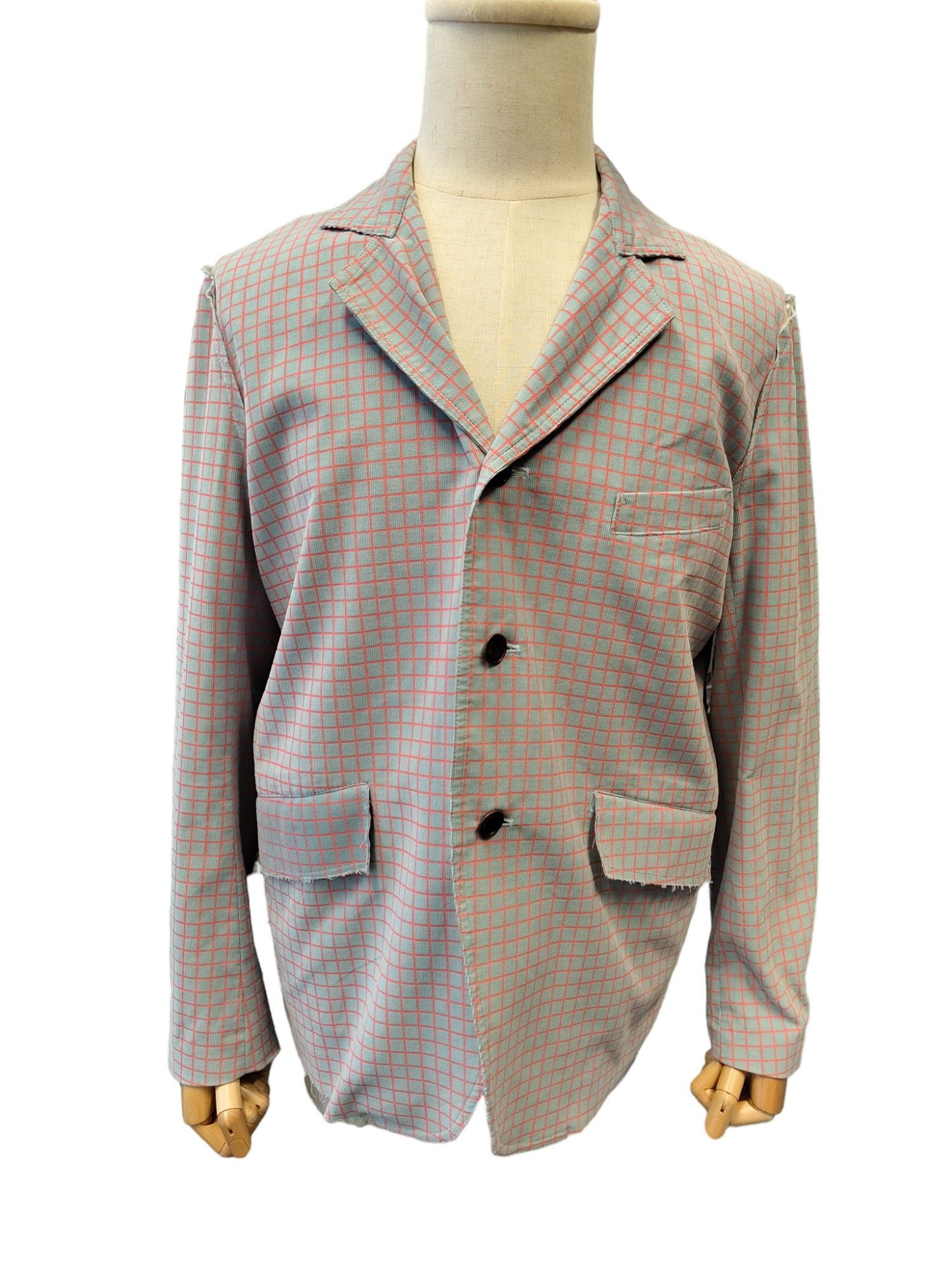 Sulvam Blue And Vermillion Checkered Suit Jacket Size US L / EU 52-54 / 3 - 3 Thumbnail