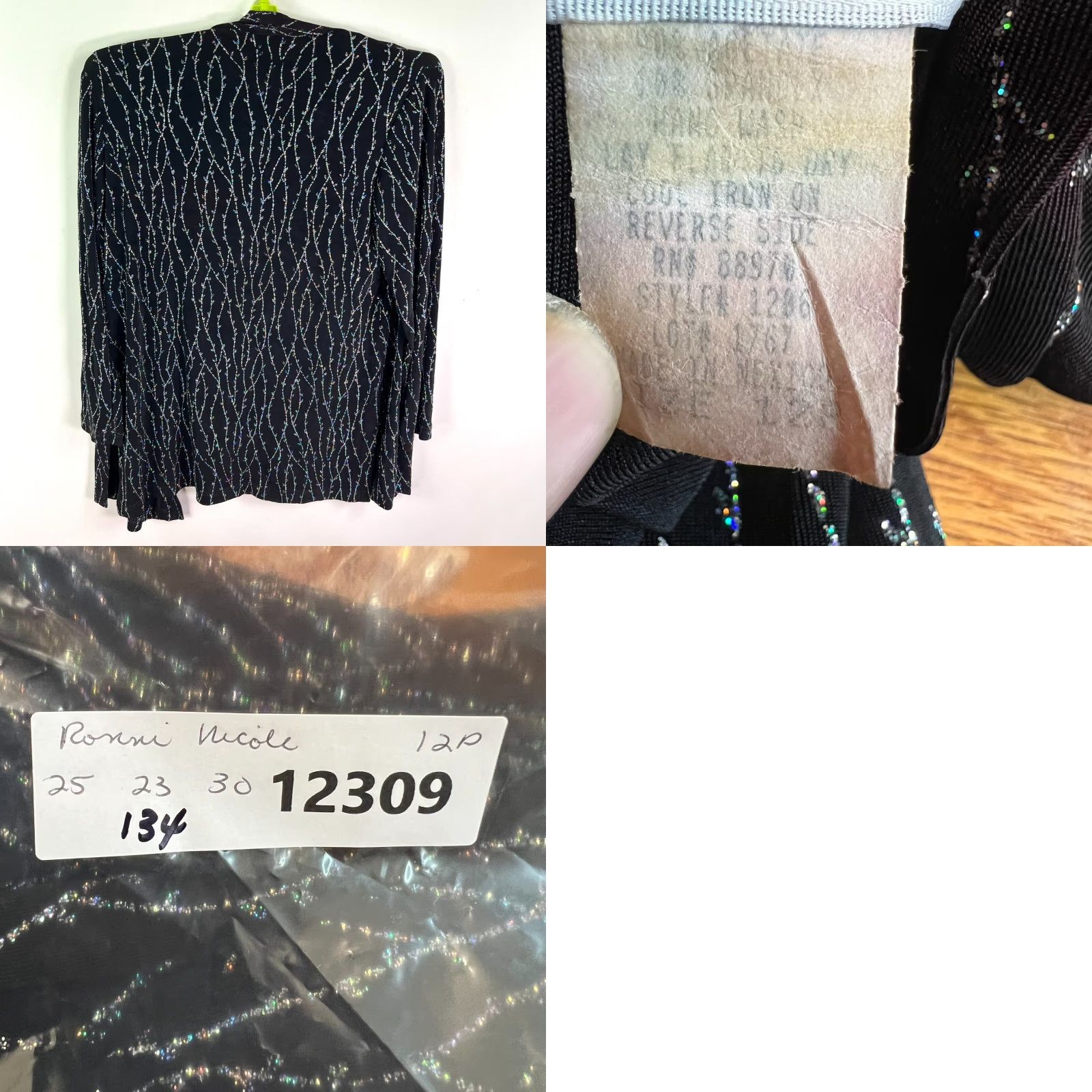 Vintage Ronni Nicole Cardigan Open Floral Glitter Womens Size 12P Black Size XL / US 12-14 / IT 48-50 - 8 Thumbnail