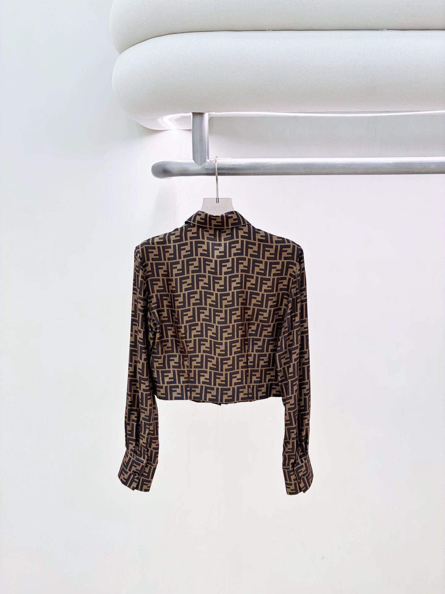 Fendi Fendi Brown All Over Logo Silk Shirt Size 38 Size XS / US 0-2 / IT 36-38 - 2 Thumbnail