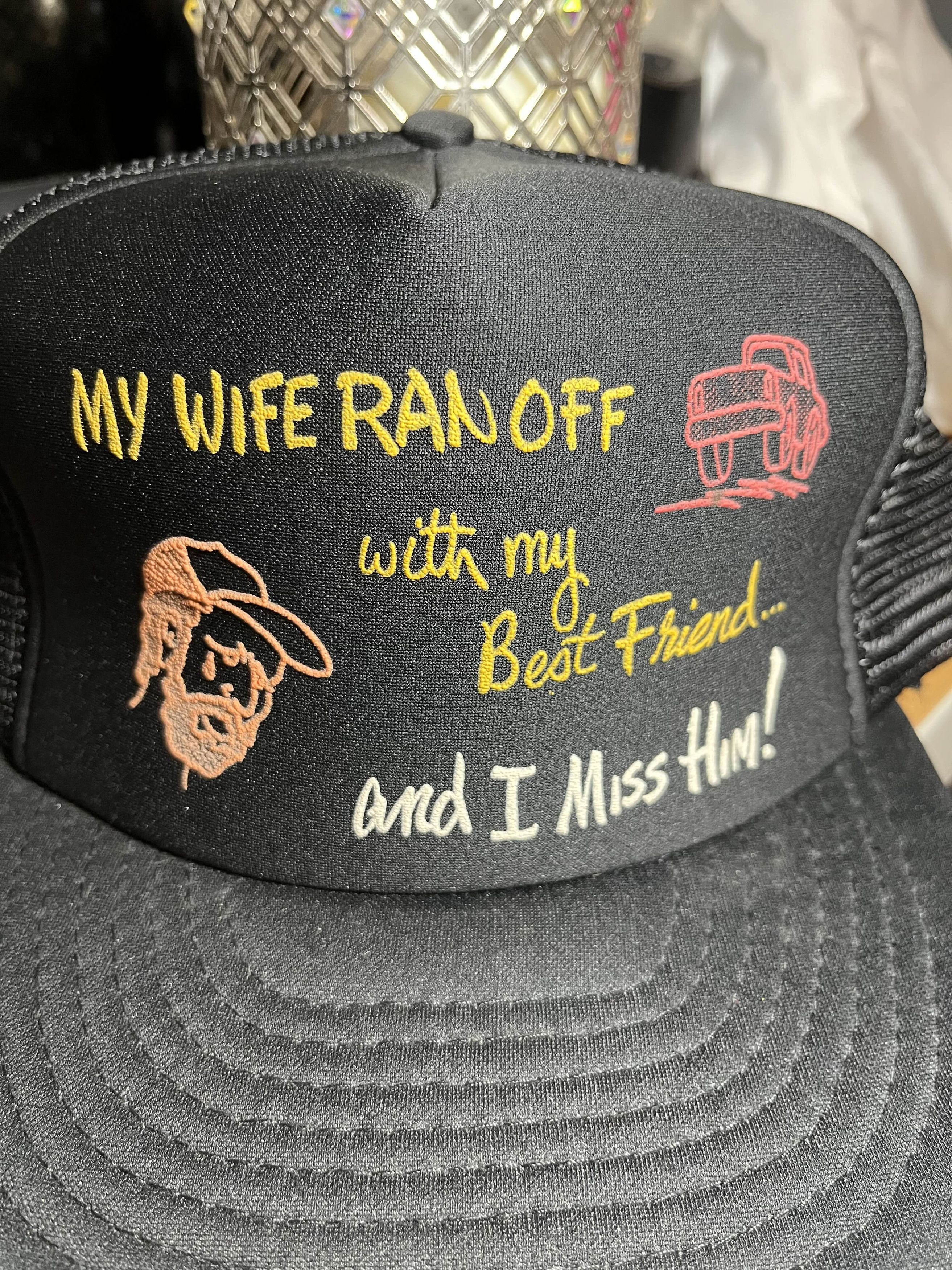 Otto 90s My Wife Ran Off With My Best Friend Funny Trucker Hat Size ONE SIZE - 2 Thumbnail