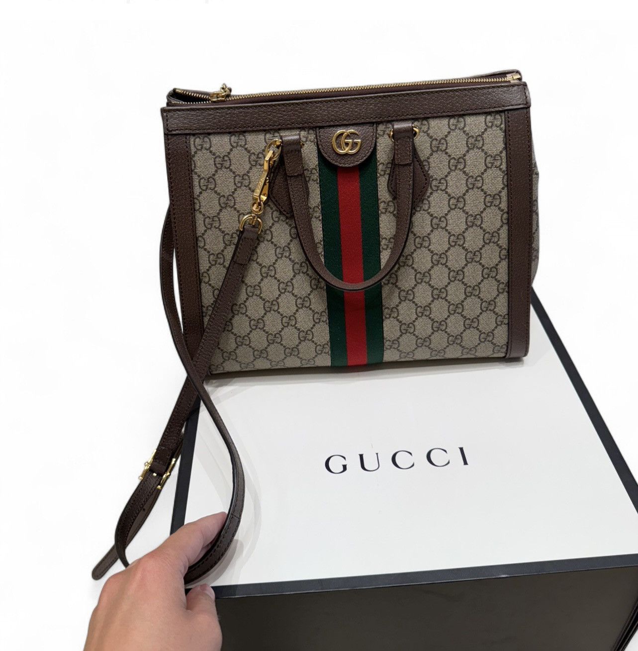 Gucci Gucci Monogram GG Supreme Ophidia Handle Bag Size ONE SIZE - 6 Thumbnail