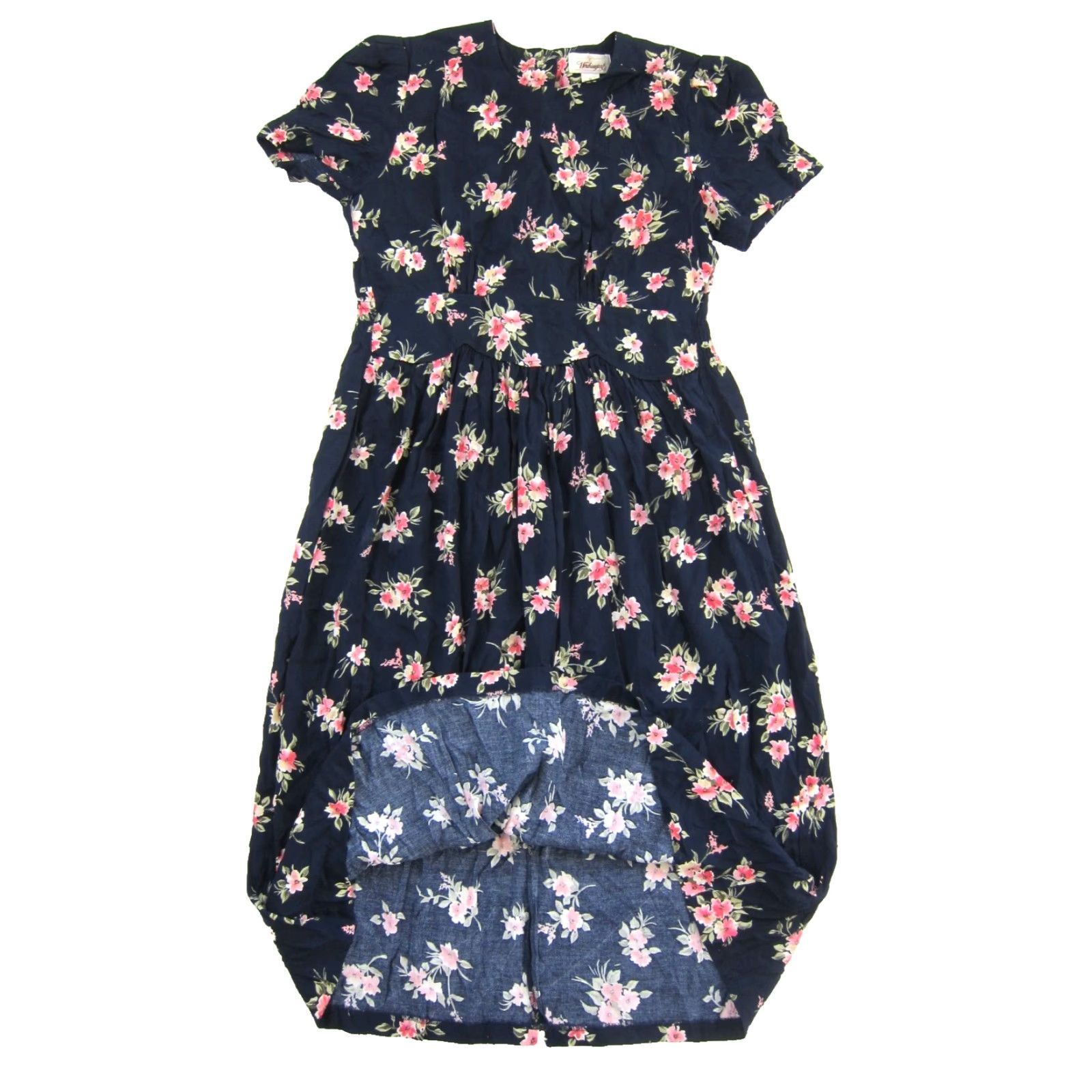 Worthington VINTAGE Worthington Dress Maxi Shirt Dress Short Sleeve Floral 12 Blue Rayon 52" hip Women's Dresses Size 34" / US 12 / IT 48 - 5 Thumbnail