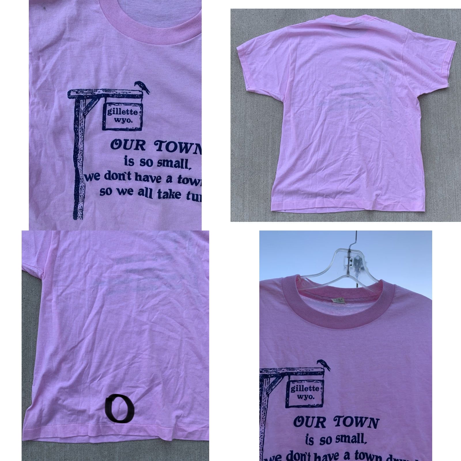 Vintage VINTAGE Screen Stars T-Shirt Mens L Pink 1980s Funny Our Town Is So Small We Dont Have A Town Drunk Graphic Print Cotton Blend Short Sleeve USA Size US L / EU 52-54 / 3 - 9 Thumbnail