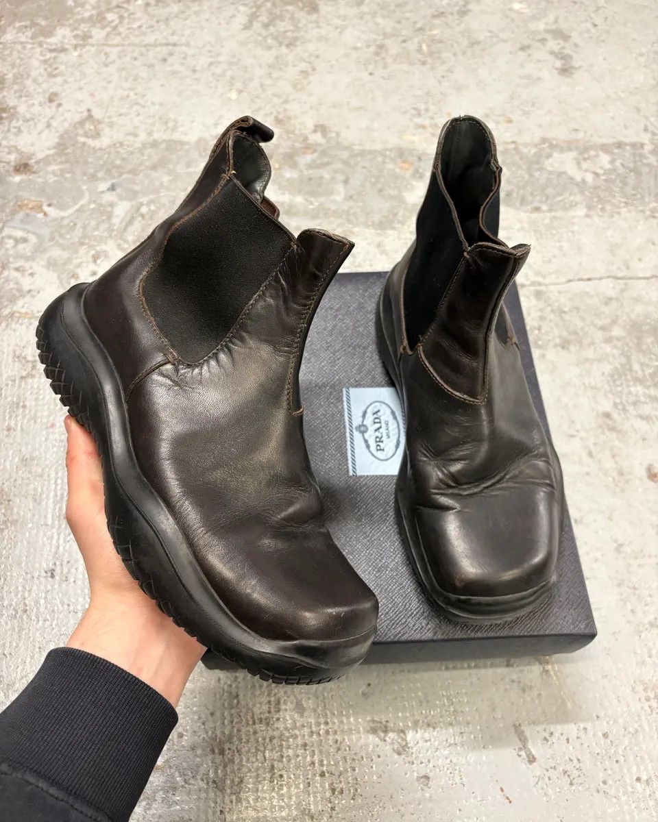 Prada FW1999 Prada Brown Leather Vibram Boots Size US 9 / IT 39 - 1 Thumbnail