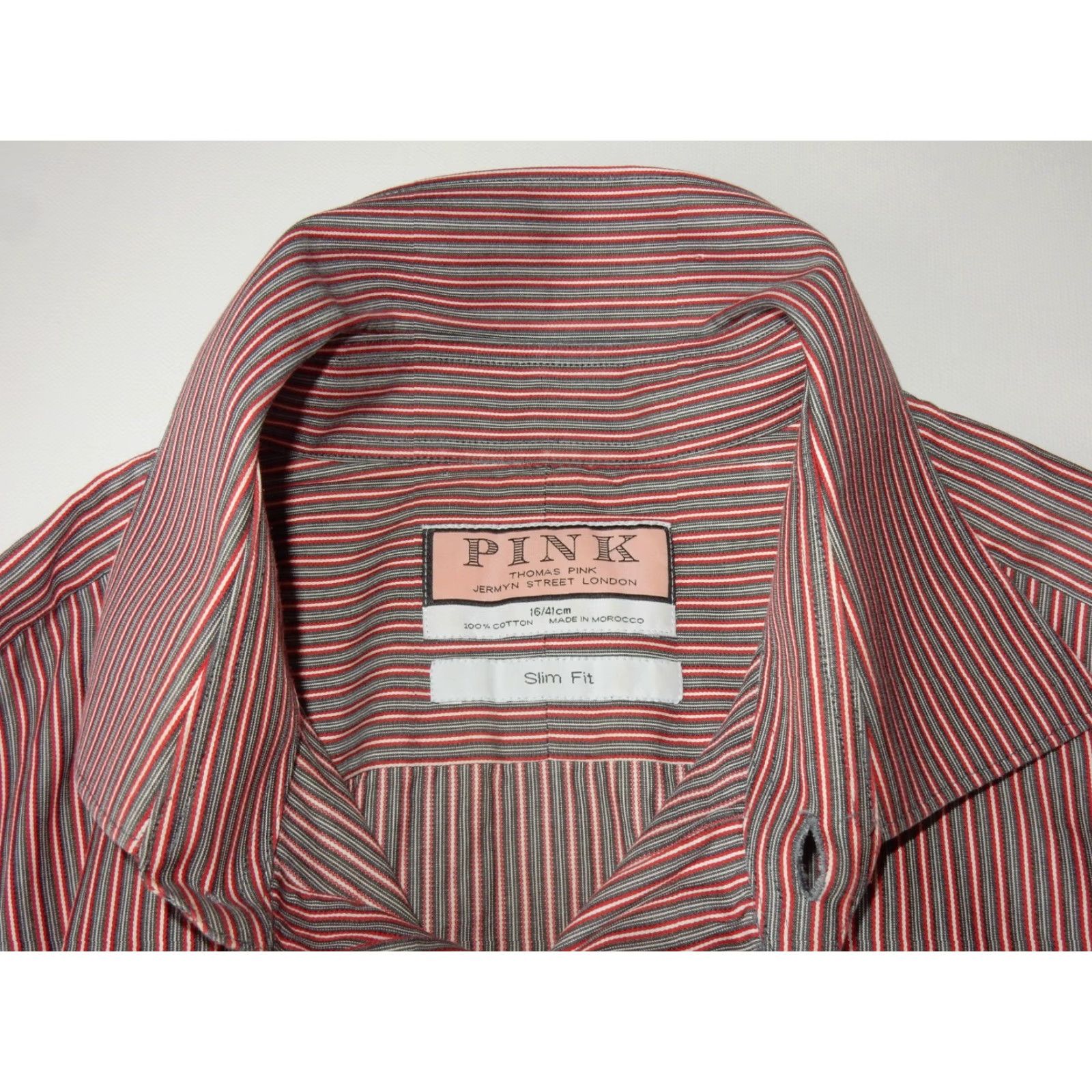 Pinko Thomas Pink Men's Button-Up Shirt Size 16/41 Slim Fit Stripe Gray-Pink-White Long Sleeve Size US M / EU 48-50 / 2 - 5 Thumbnail