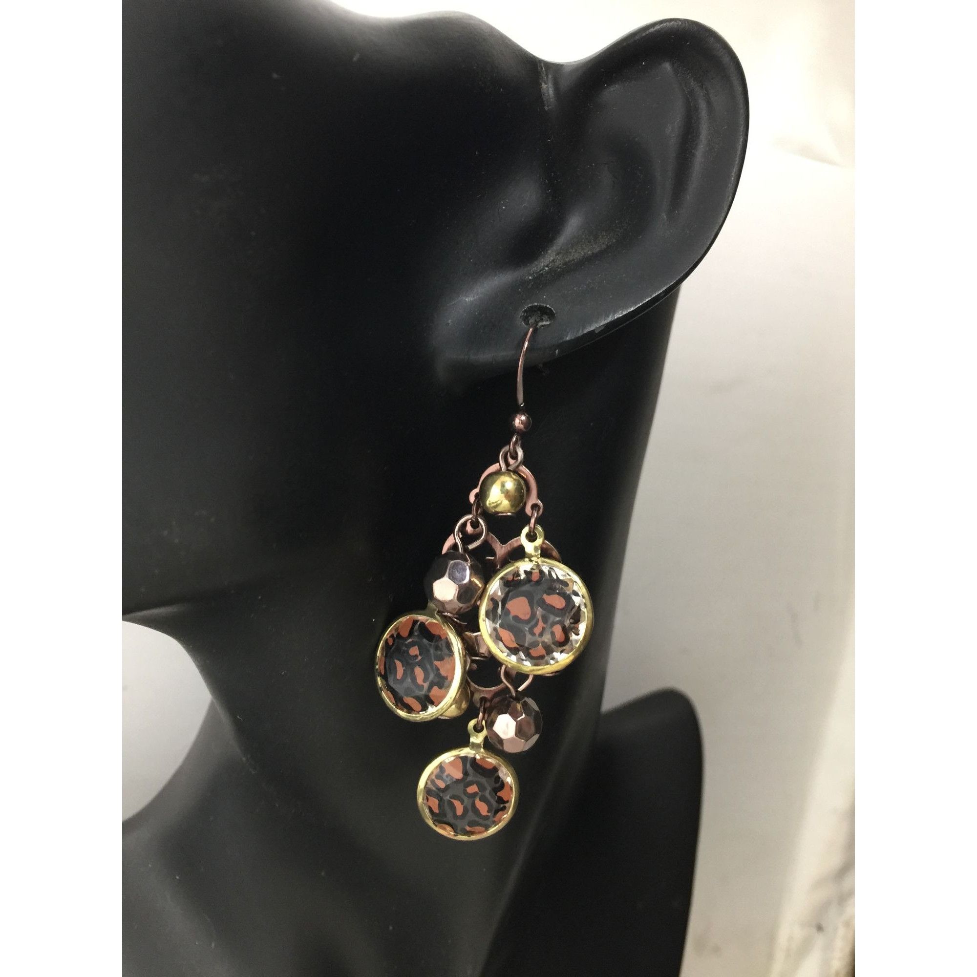 Other Women's Cheetah Print Gold Tone Dangle Earrings Size ONE SIZE - 4 Thumbnail