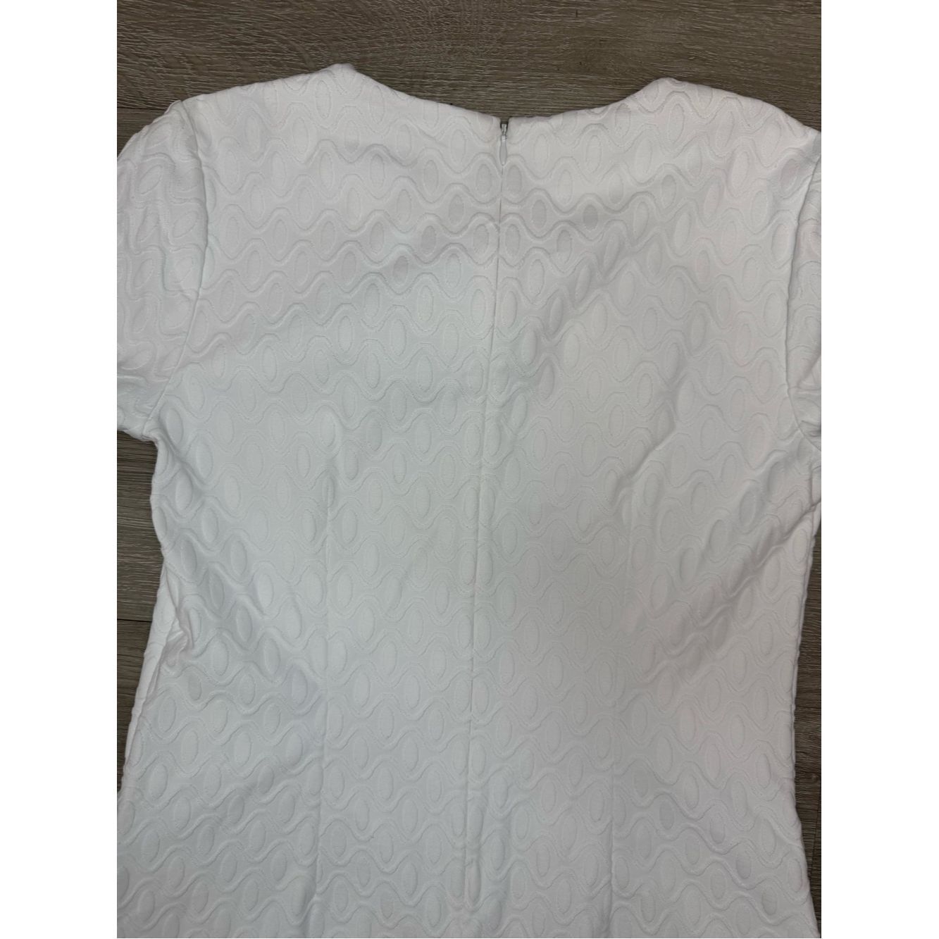 J.McLaughlin White Mini Shift Dress Textured Short Sleeve Pocket Dress X Size XS / US 0-2 / IT 36-38 - 5 Thumbnail