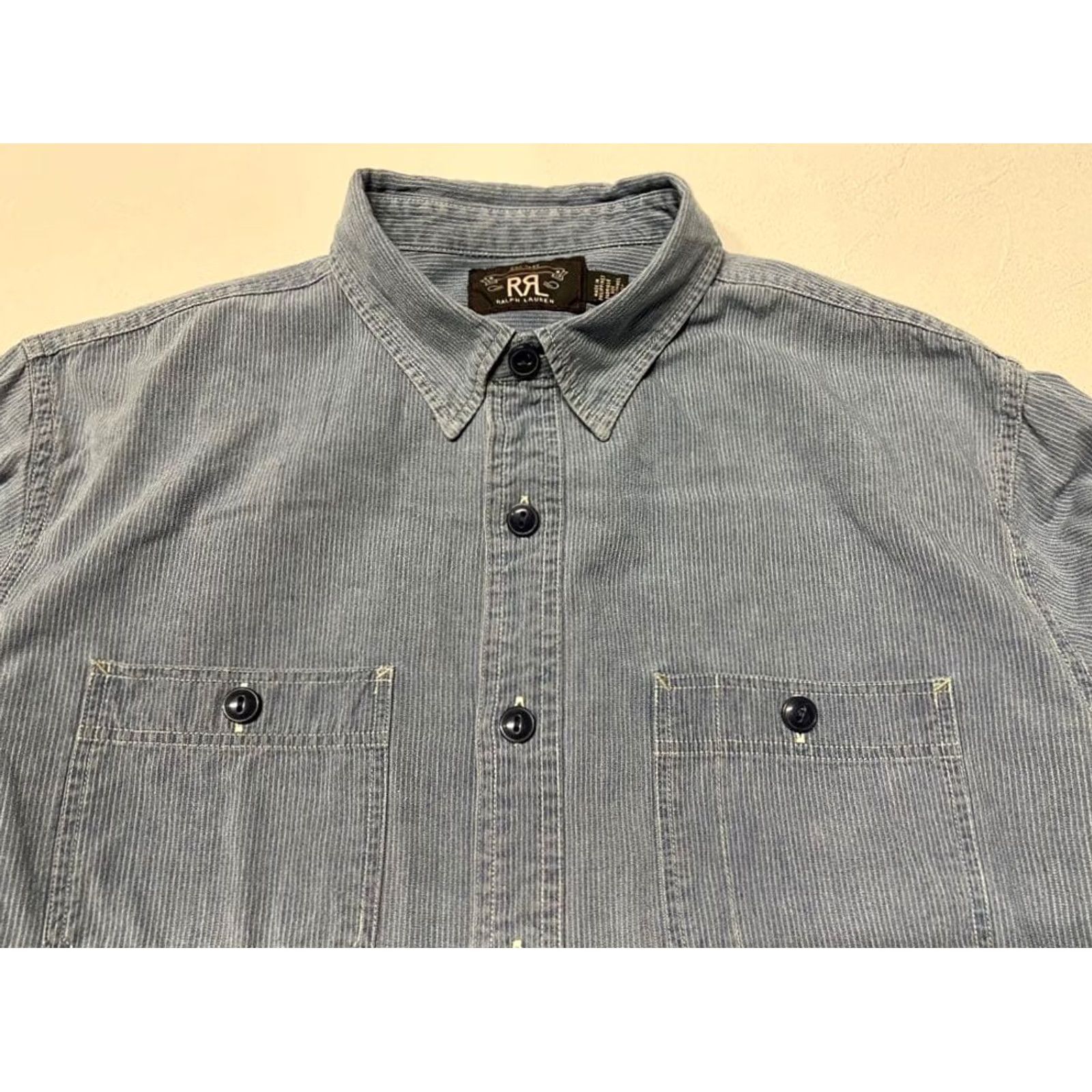 Ralph Lauren RRL RALPH LAUREN Shirt Striped Long Sleeve Indigo Blue Button-Up L Mens Size US L / EU 52-54 / 3 - 7 Thumbnail