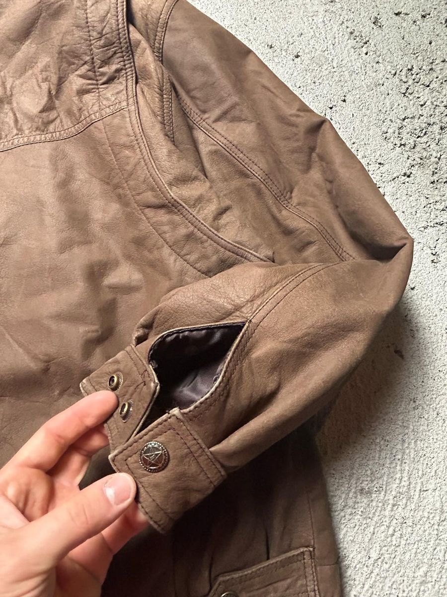 Vintage Brown leather jacket baggy swag vintage rare Size US L / EU 52-54 / 3 - 9 Thumbnail