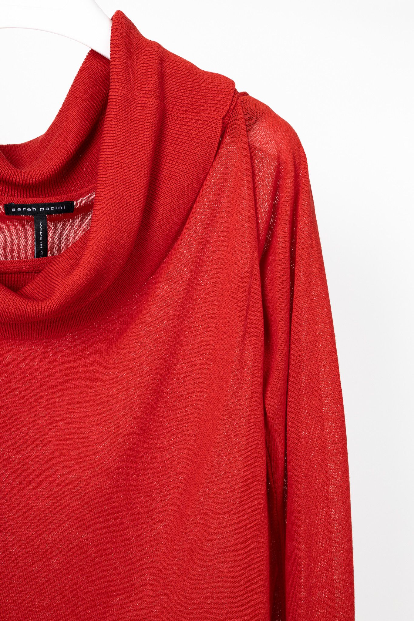 Sarah Pacini Sarah Pacini Red Linen-Blend Knit Cowl Sweater Size ONE SIZE - 5 Thumbnail