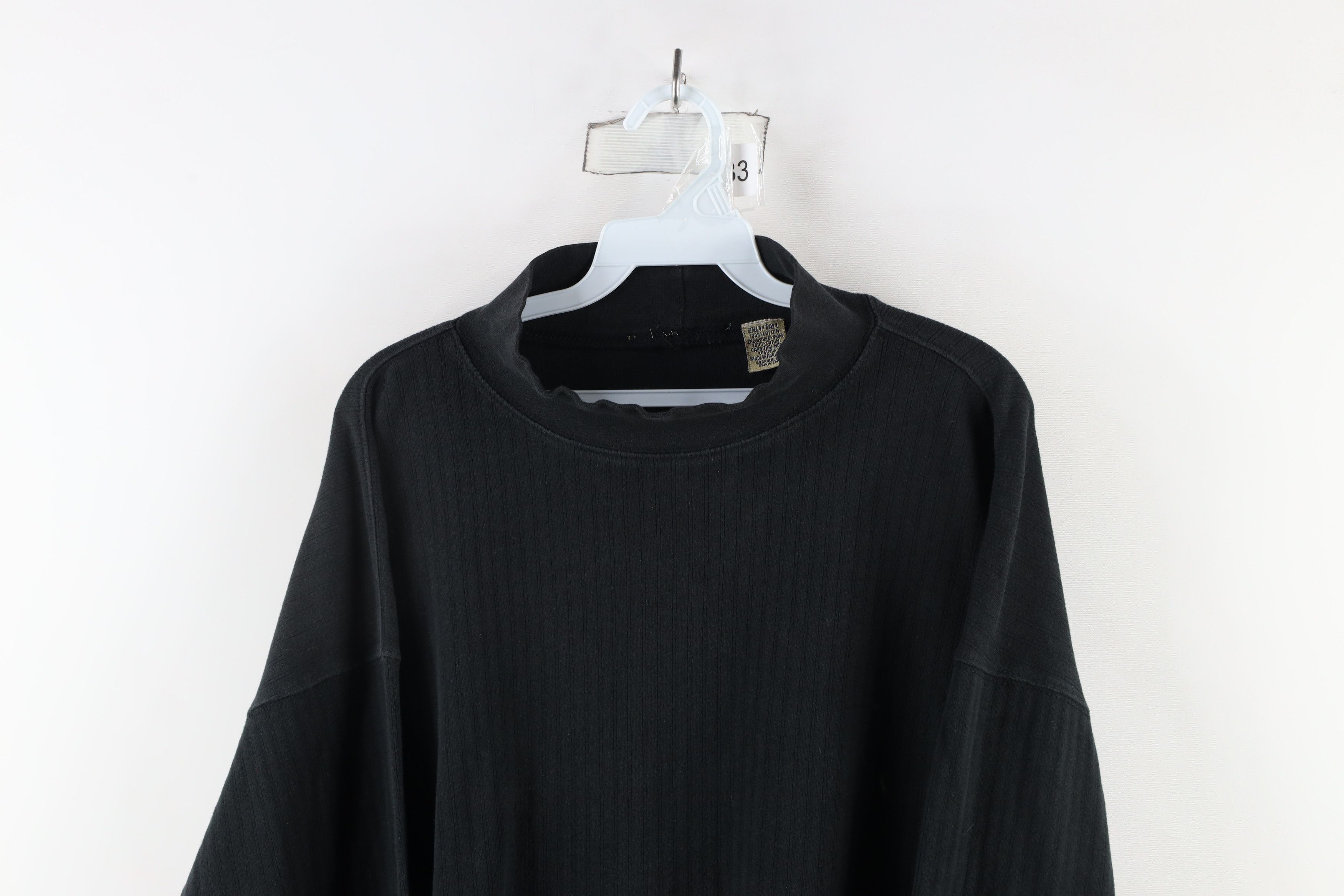 Vintage Vintage 90s Streetwear Ribbed Knit Mock Neck T-Shirt Black Size US XXL / EU 58 / 5 - 2 Thumbnail
