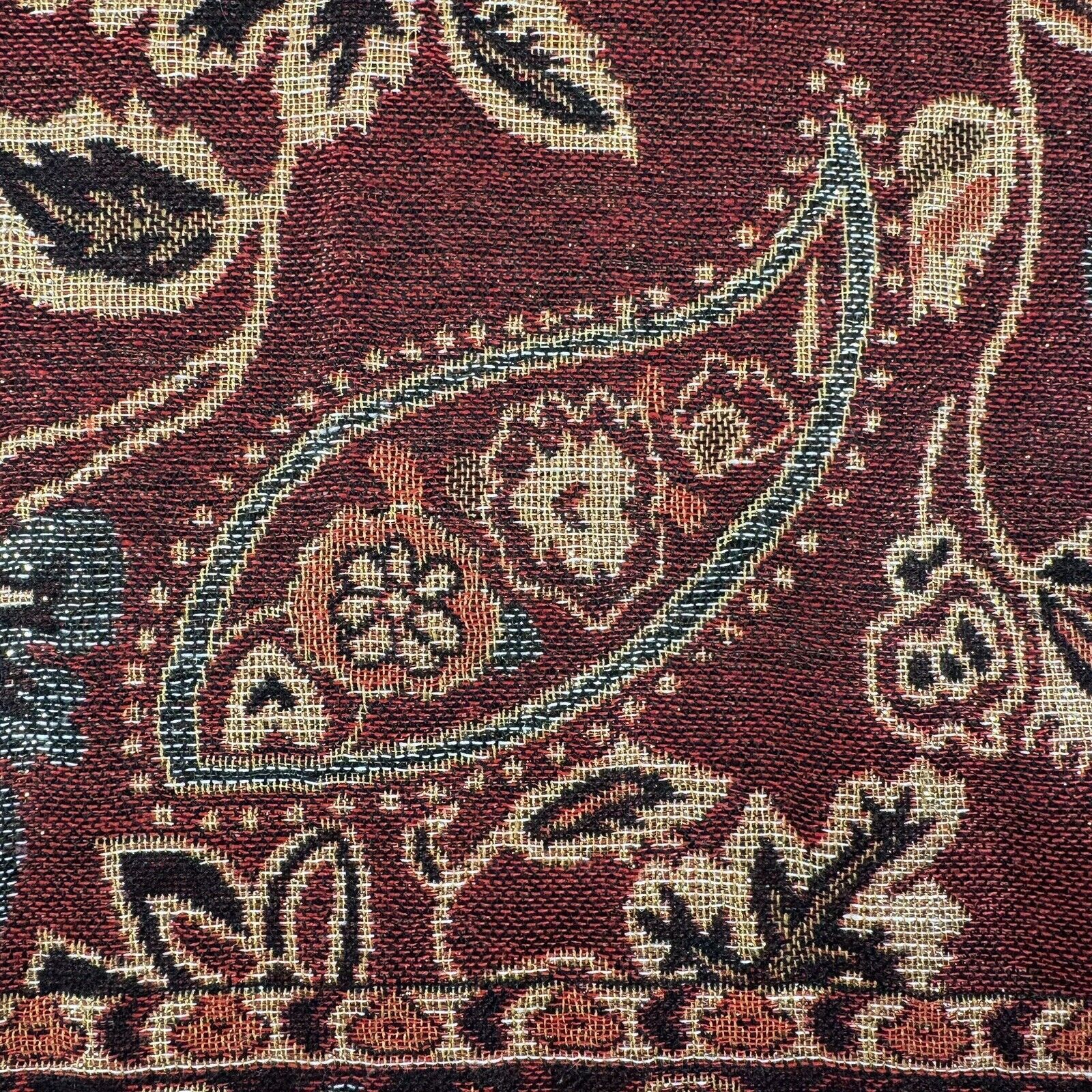 Other Paisley Floral Scarf Red Multicolor Fringe Sparkly Elegant Size ONE SIZE - 10 Thumbnail