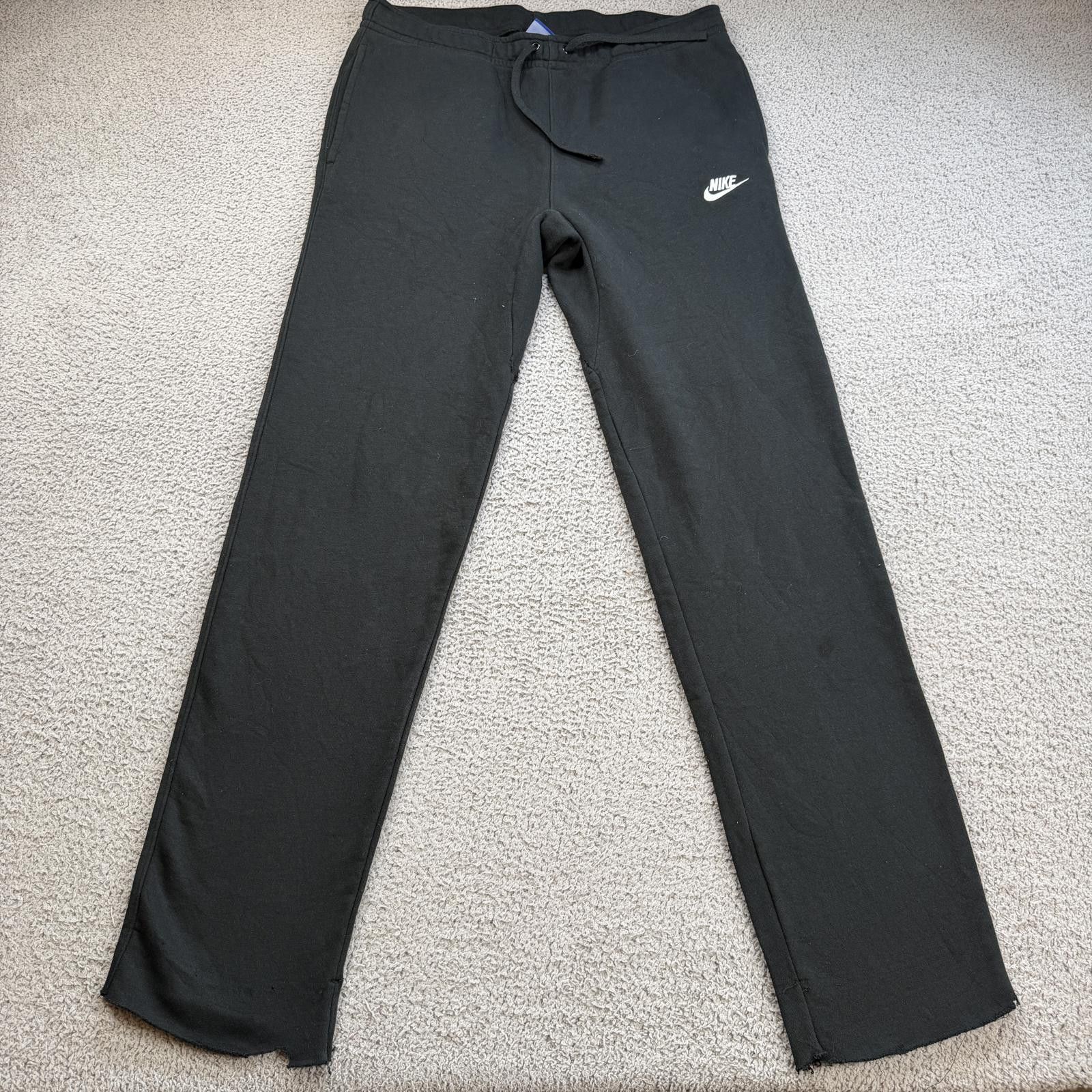 Nike Nike Black Distressed Sweatpants Mens L Y2K Grunge Raw Hem Size US 34 / EU 50 - 1 Thumbnail