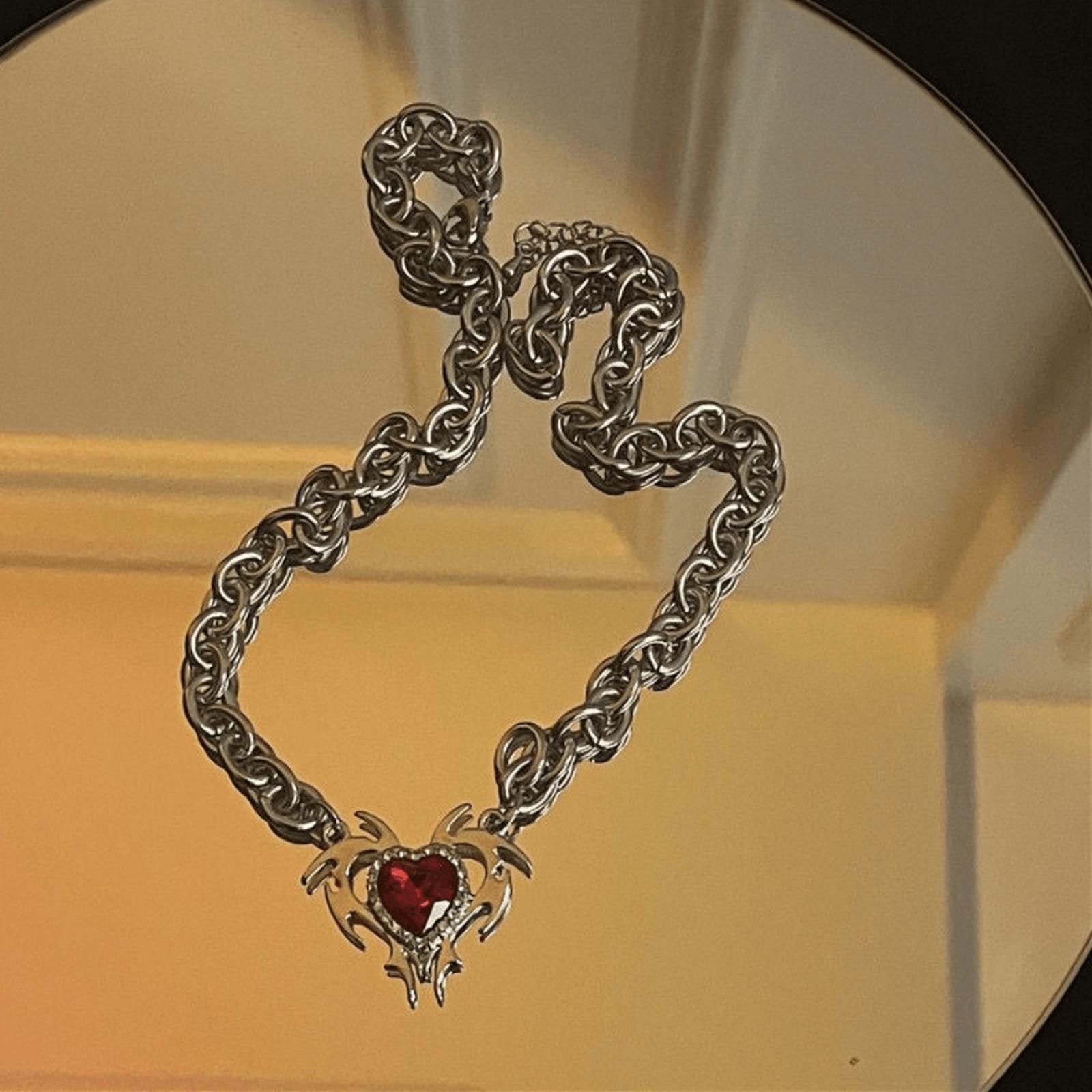 Jewelry y2k Grunge Burning Red Glass Necklace Size ONE SIZE - 7 Thumbnail