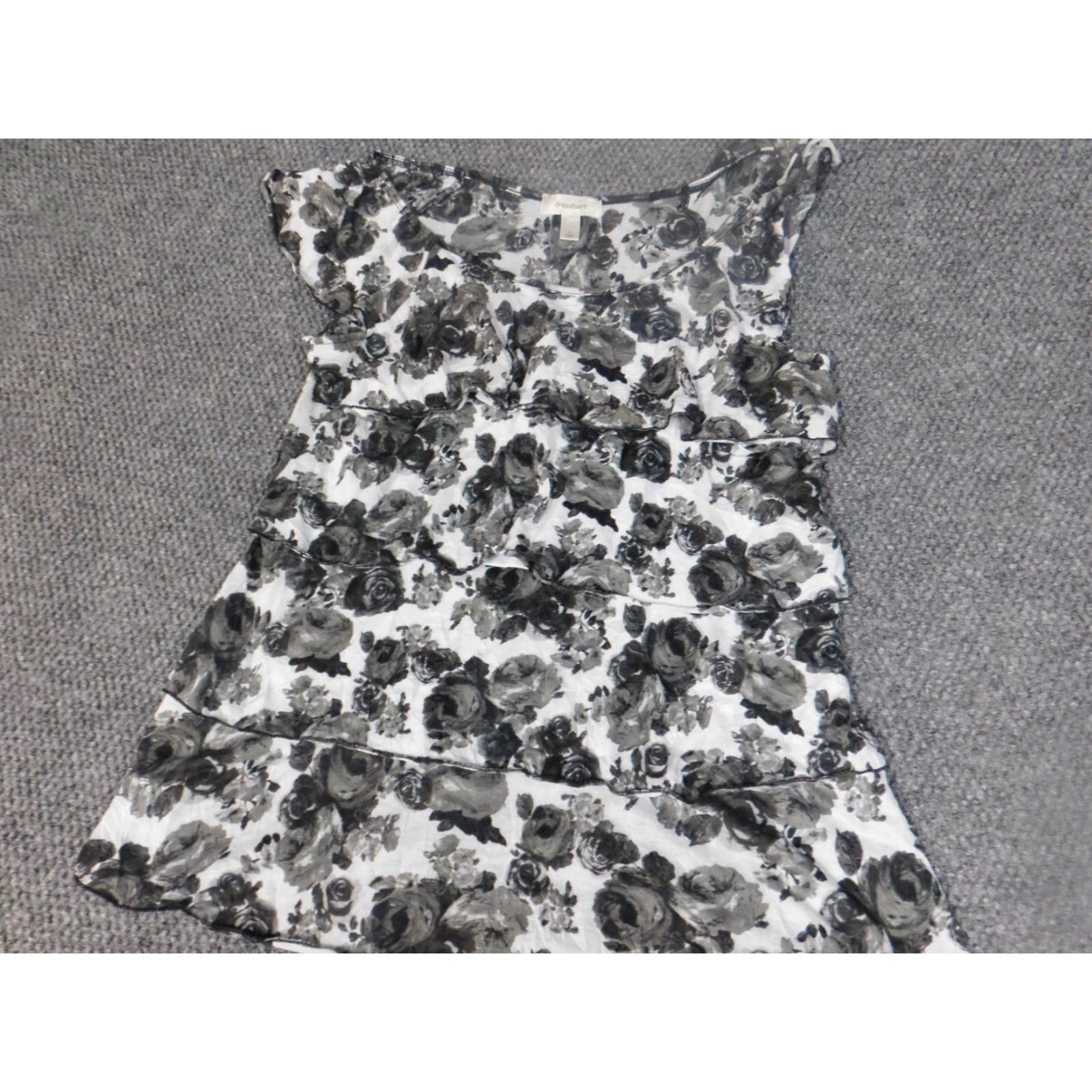 Vintage Dressbarn Womens Blouse L Gray Floral Pullover Casual Lightweight Polyester Rayon Shirt Top Size L / US 10 / IT 46 - 4 Thumbnail