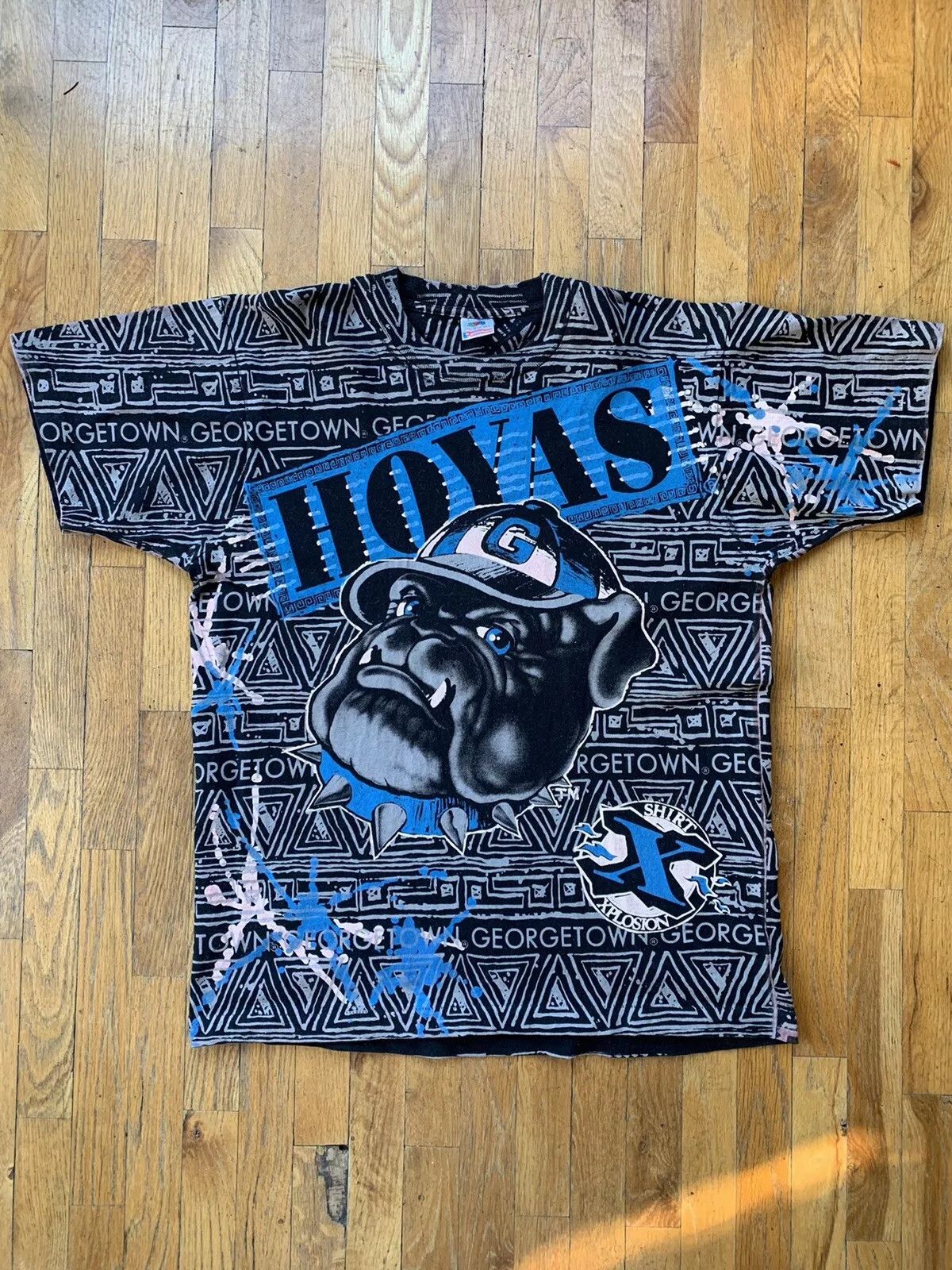 Vintage Vintage 90s Rare Georgetown Hoyas Print T-Shirt Black Large Size US L / EU 52-54 / 3 - 1 Thumbnail