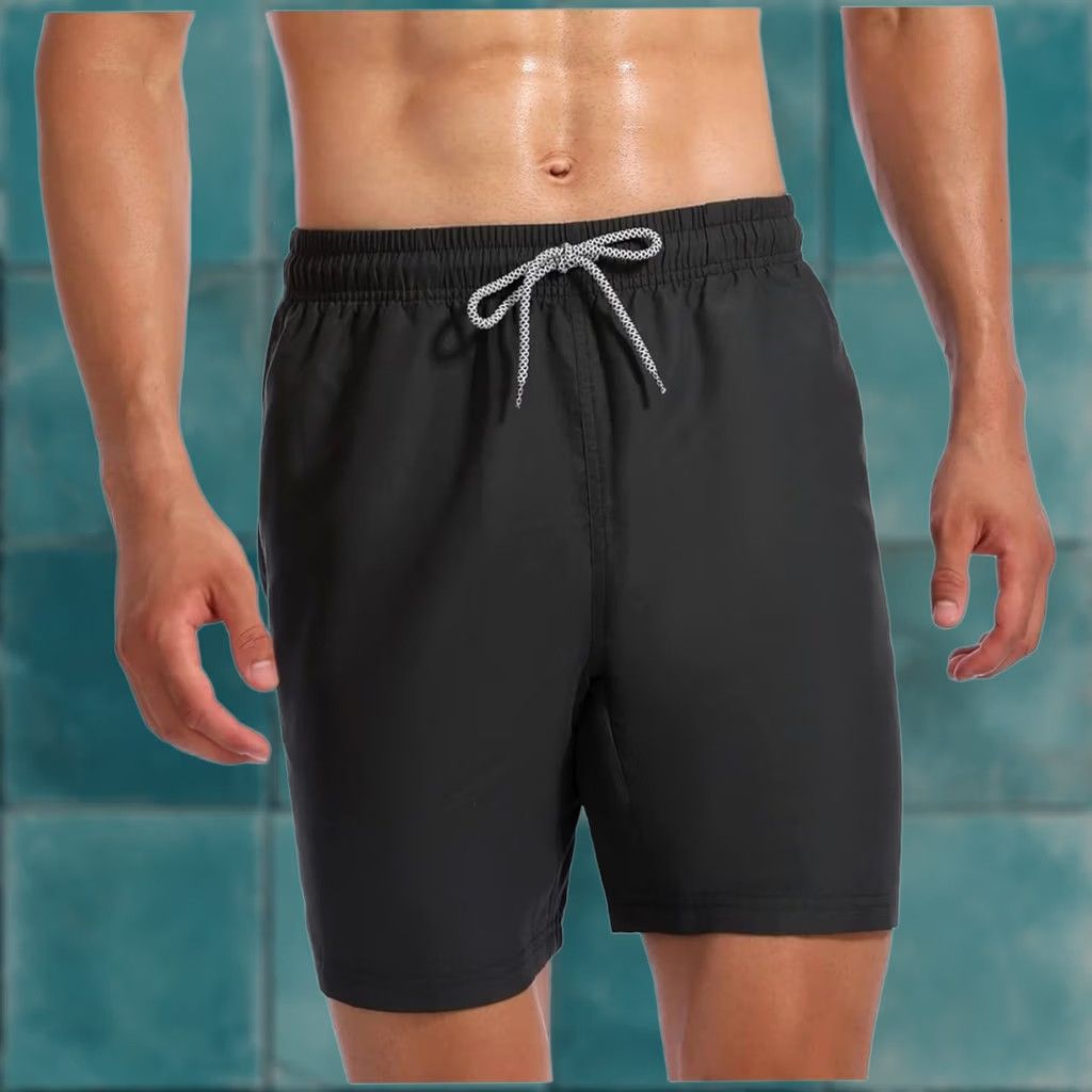 Vintage Trunks Shorts Mens M Gray Biwisy Swim Quick Dry Elastic Waist Drawstring Beach Men Size US 31 - 1 Thumbnail