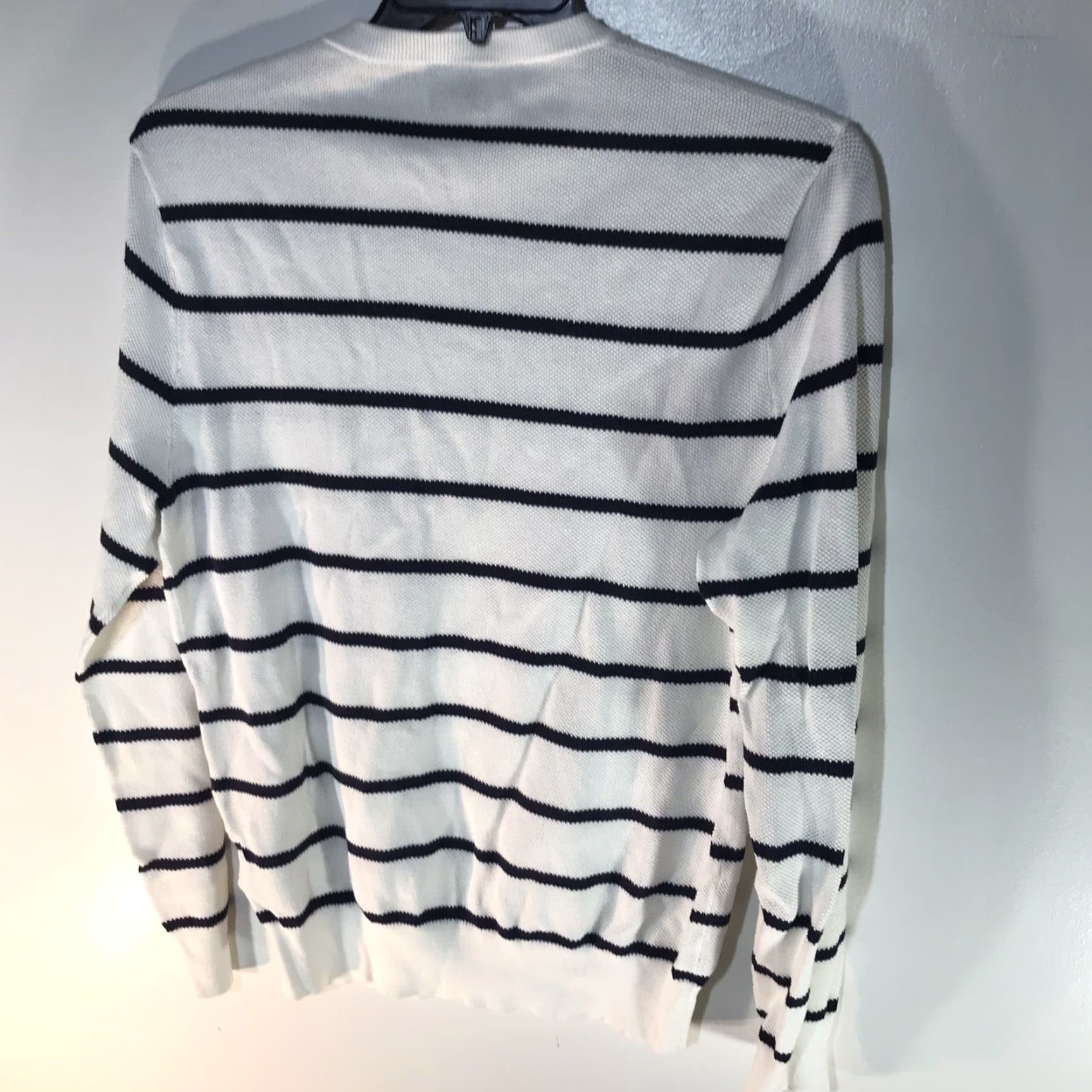 J.Crew J.CREW Striped Waffle Knit Sweater Womens Medium White Black Classic Pullover Size M / US 6-8 / IT 42-44 - 3 Thumbnail