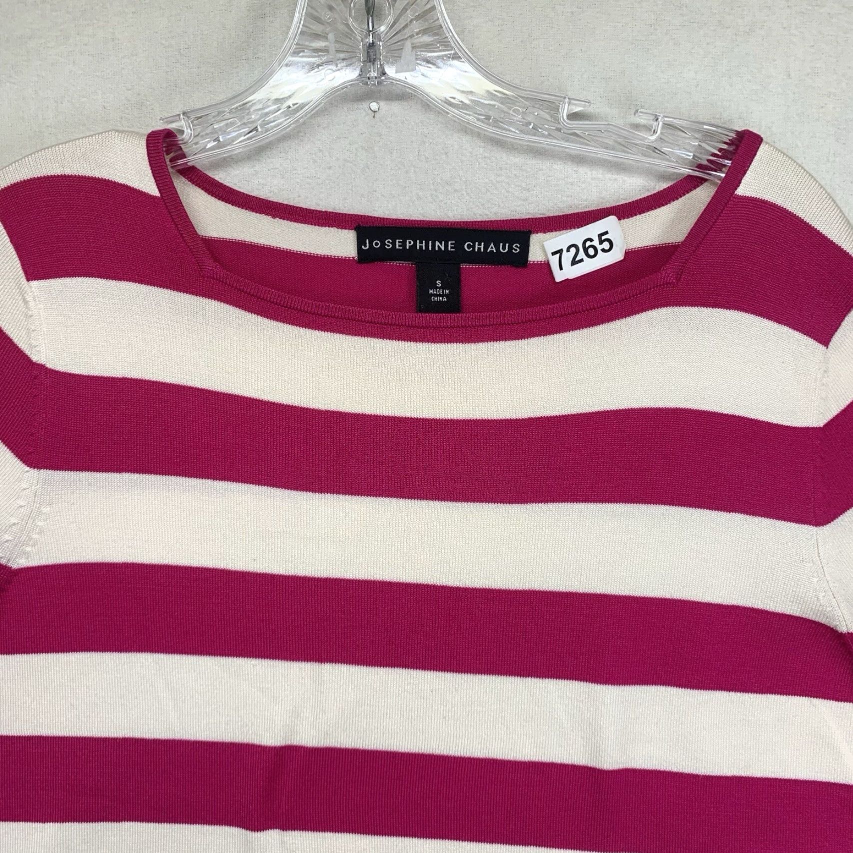 Vintage VINTAGE Josephine Chaus Blouse Small Striped Silk Nylon Bright Magenta 3/4 Sleeve Casual Womens Size S / US 4 / IT 40 - 2 Thumbnail