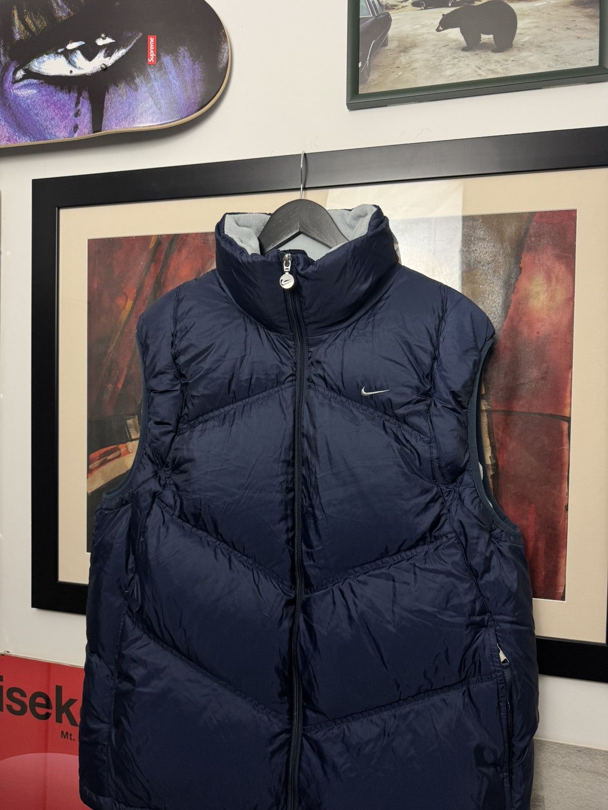 Nike Vintage 00’s Nike Puffer Vest Down Navy Blue Streetwear Y2k Size US XL / EU 56 / 4 - 2 Thumbnail