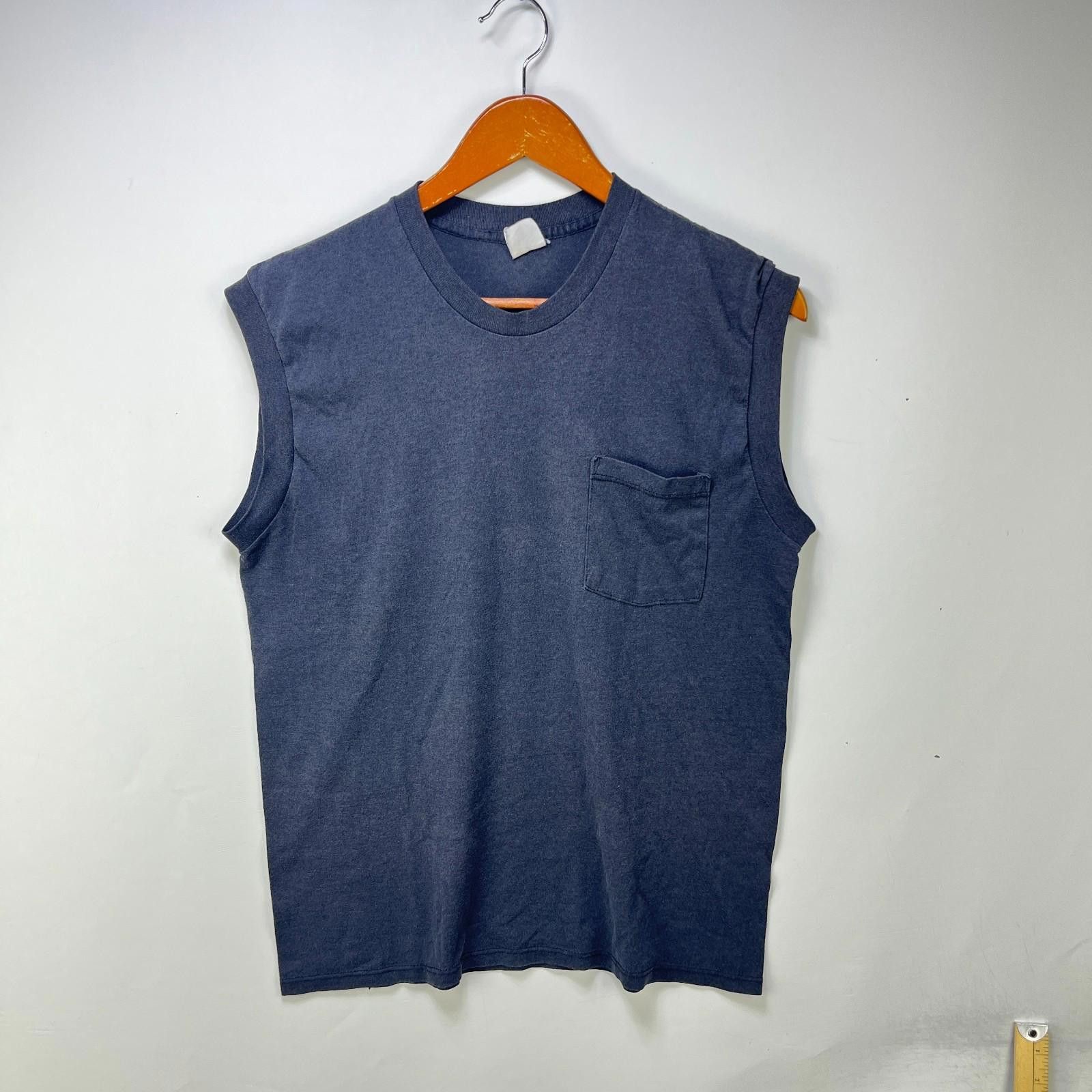 Fruit Of The Loom Vintage 90s Sun Faded Blank Black Sleeveless Shirt M L Size US M / EU 48-50 / 2 - 1 Thumbnail