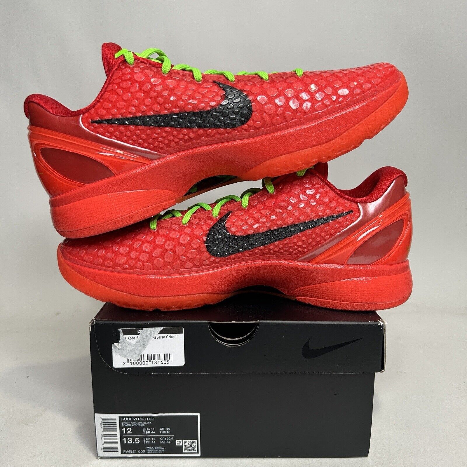 Nike Nike Kobe VI Protro Low “Reverse Grinch/Bright Crimson” 2024 Size US 12 / EU 45 - 3 Thumbnail