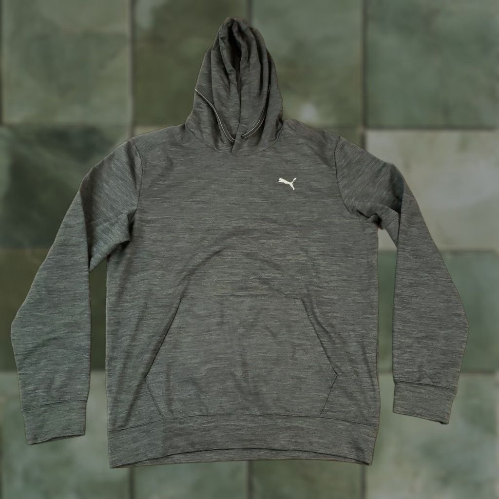Puma PUMA Hoodie Mens M Gray Sweatshirt Long Sleeve Pockets Hooded Stretch Size US M / EU 48-50 / 2 - 1 Thumbnail