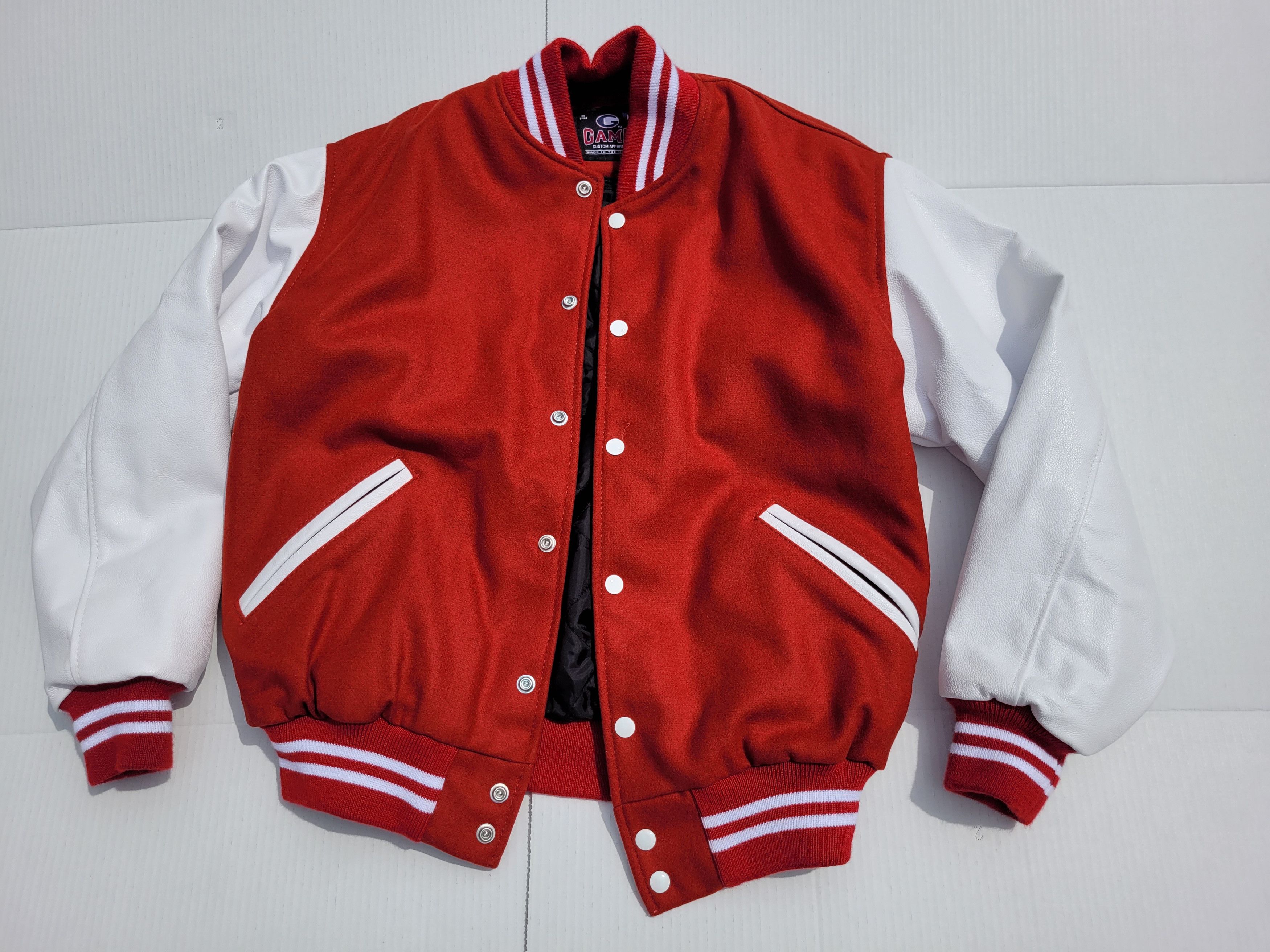 Vintage Backwoods Varsity Letterman Jacket Red & White RARE Size US M / EU 48-50 / 2 - 2 Thumbnail