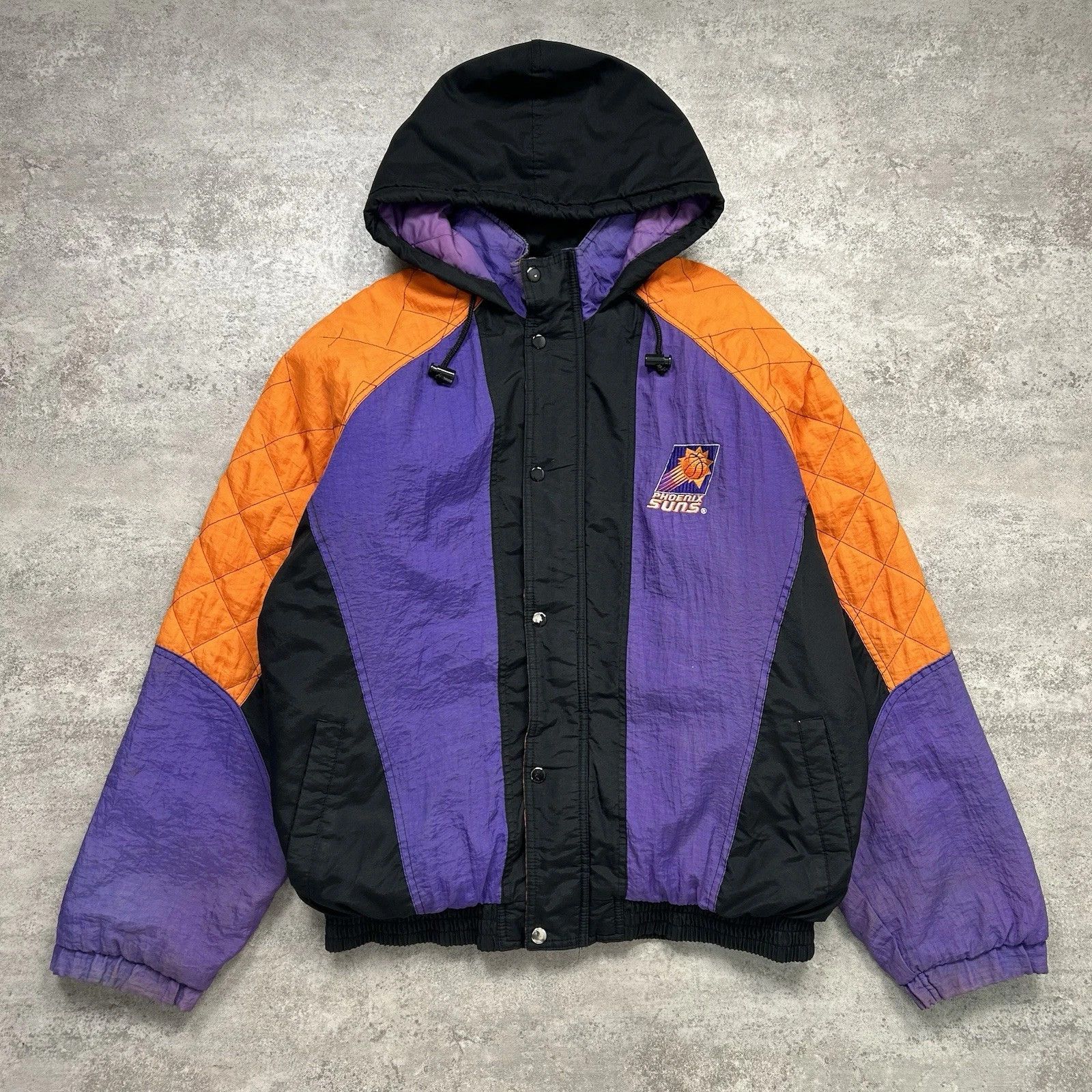 NBA × Starter × Vintage VTG 90s NBA PHOENIX SUNS STARTER PUFFER JACKET HOODIE SIZE L Size US L / EU 52-54 / 3 - 2 Thumbnail