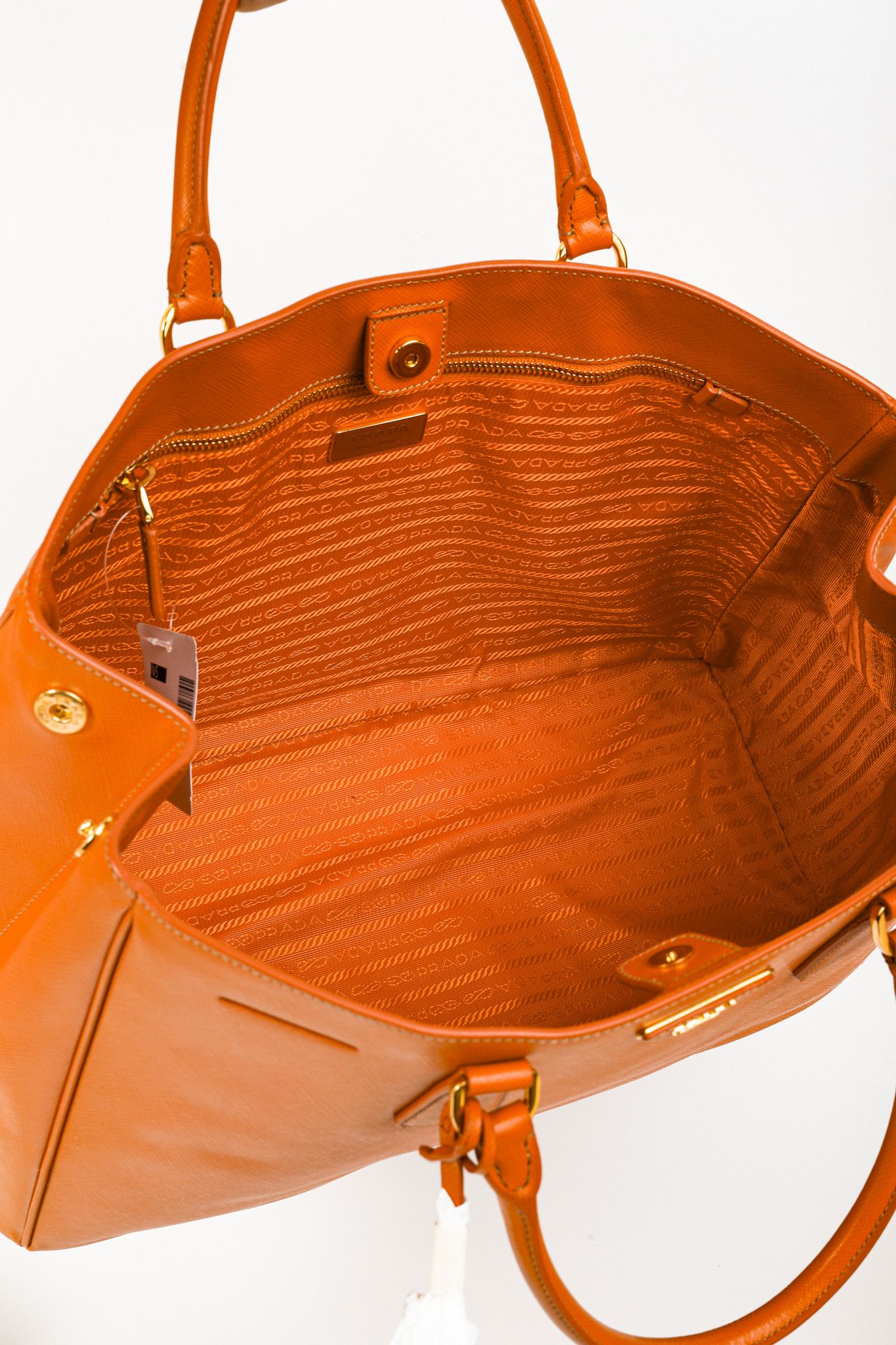 Prada Prada Orange Papaya Saffiano Lux Tote Bag BN1844 Size ONE SIZE - 13 Thumbnail