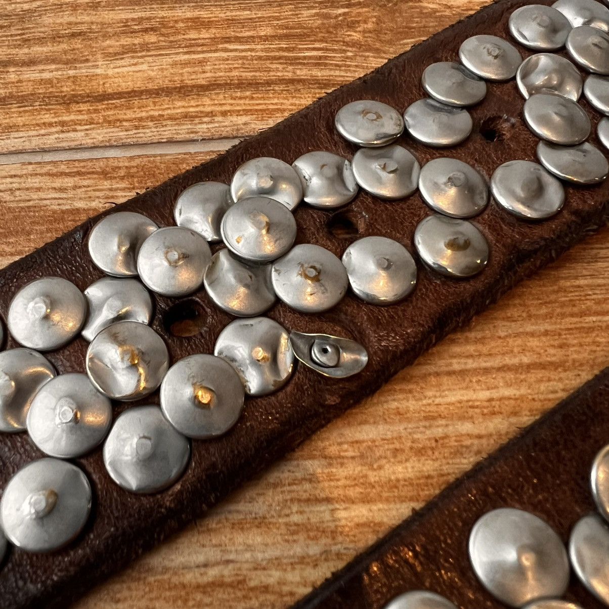 LIEBESKIND BERLIN 90s Y2K Grunge Brown Studded Belt Silver Size 36 - 3 Thumbnail