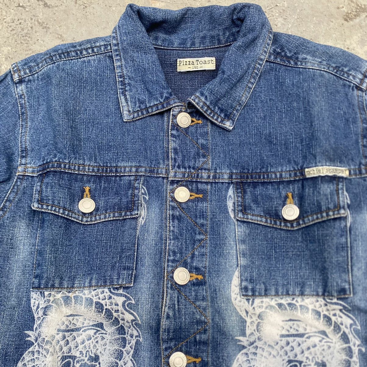 If Six Was Nine Y2K Pizza Toast Dragon Print Denim Jacket Size US M / EU 48-50 / 2 - 5 Thumbnail