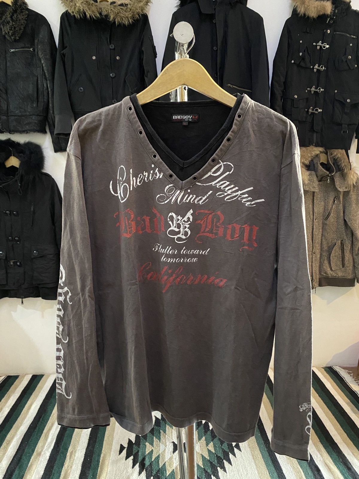 Japanese BadBoy Double Layer Poem Grunge longsleeve tee