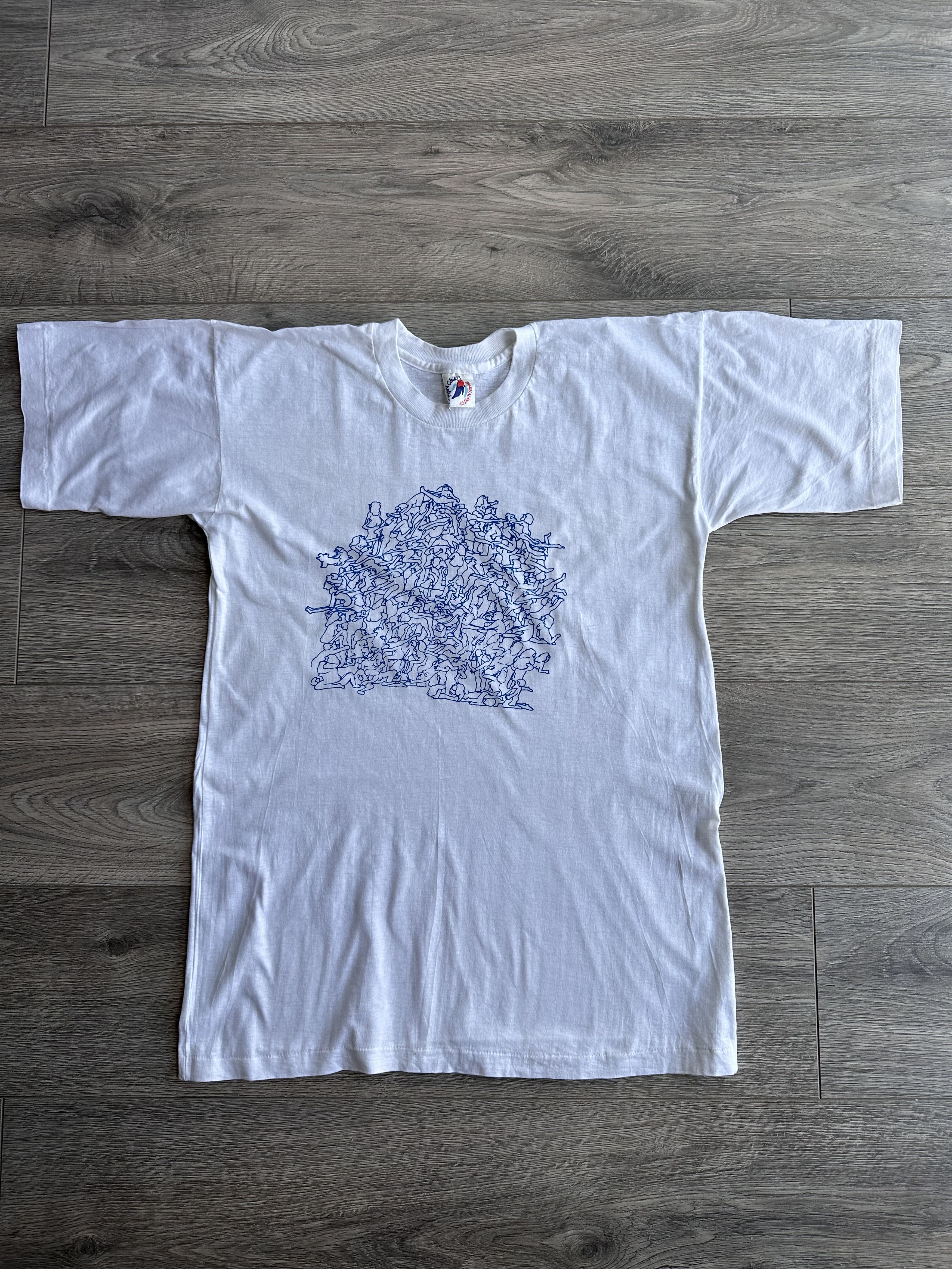 Vintage Vintage 70s Sex Orgy Group Therapy Woodstock Art White Tee Size US L / EU 52-54 / 3 - 1 Thumbnail