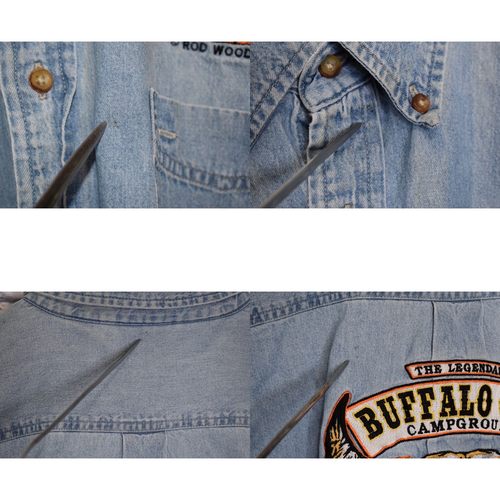 Denime VINTAGE Harriton Sturgis Buffalo Chip Embroidered Longhorn Denim Shirt Mens XL Long Sleeve Blue Cotton Button Down Collared Size US XL / EU 56 / 4 - 8 Thumbnail