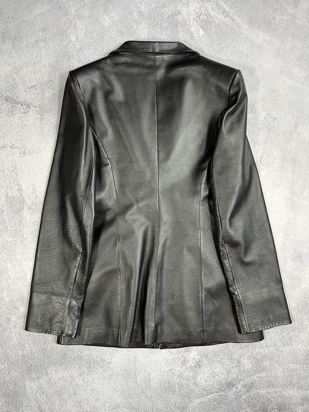 Leather × Vintage Vintage 90s Opium Elongated Leather blazer Jacket size L Size L / US 10 / IT 46 - 6 Thumbnail