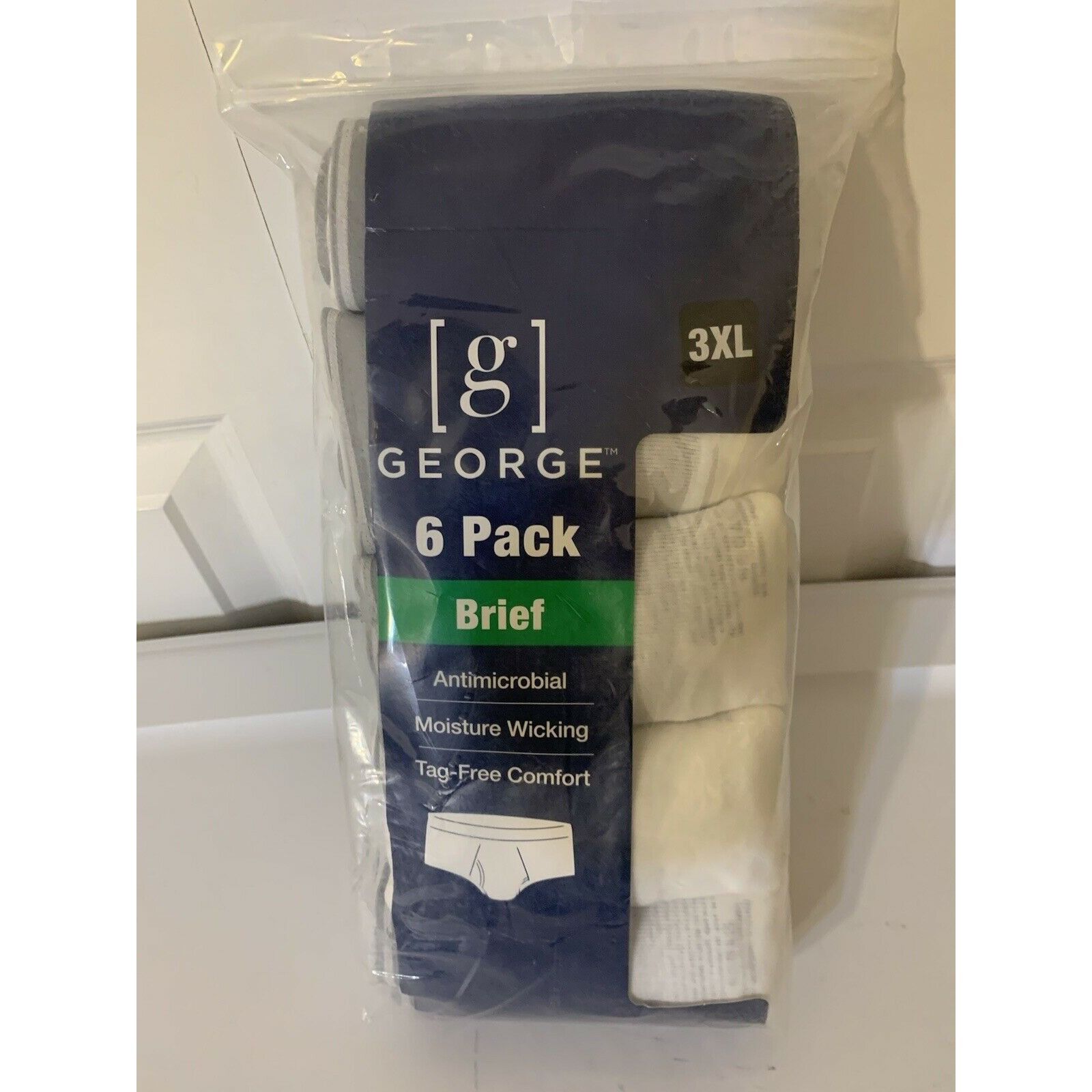 George New George ~ 6-Pair Mens Brief Underwear Cotton Tag Free Whi Size US 44 / EU 60 - 1 Thumbnail
