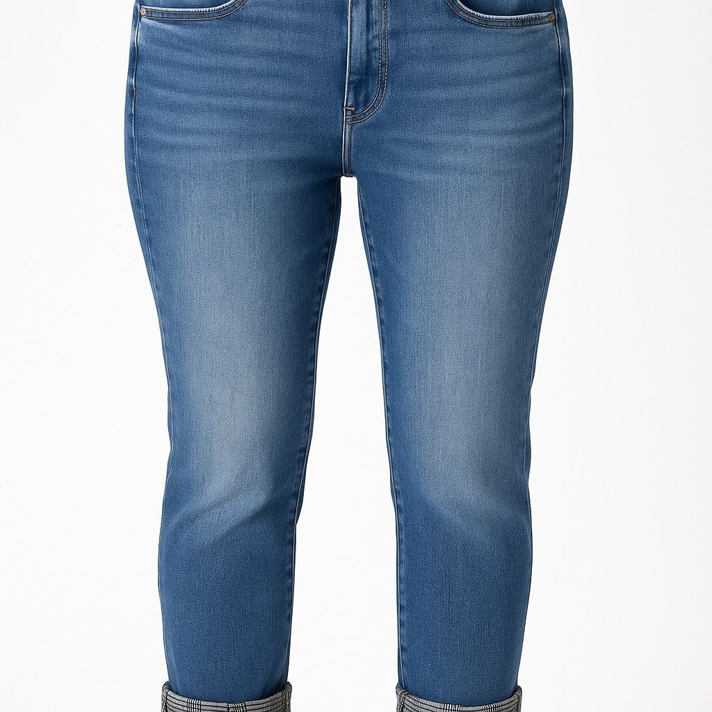 Kancan USA KanCan Cuffed Boyfriend Jeans w/ Plaid Lining Sz 31 Size 31" - 2 Thumbnail