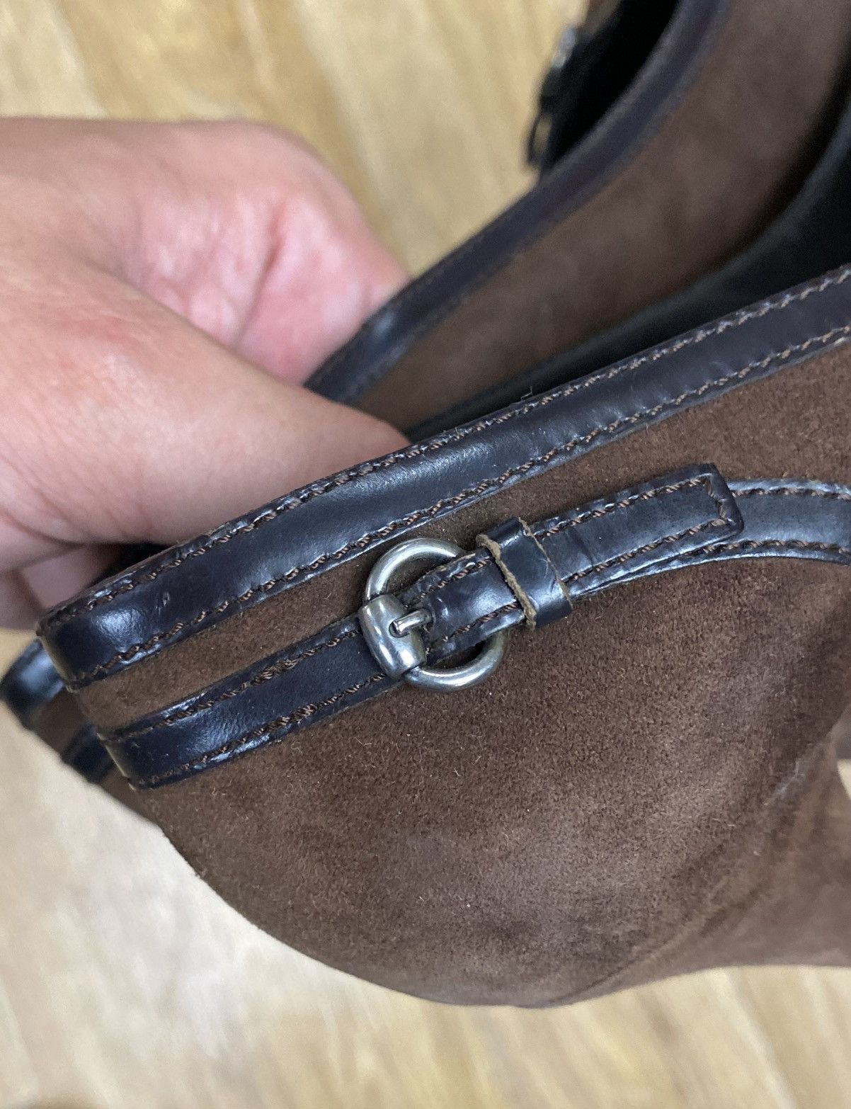 Gucci GUCCI Brown Suede And Leather Trim Buckle Details Pumps Size US 9 / IT 39 - 9 Thumbnail