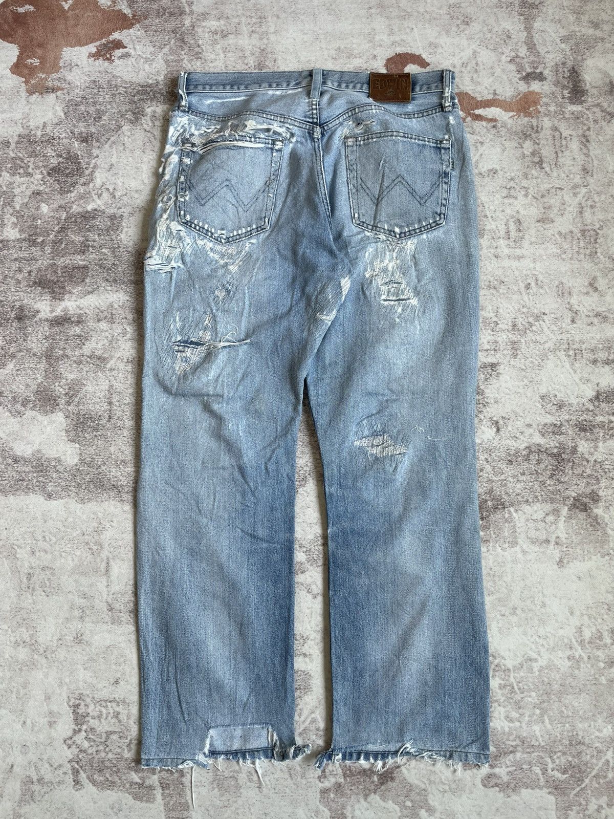 If Six Was Nine Vintage Edwin 404 Thrashed Denim Pants Size US 32 / EU 48 - 2 Thumbnail