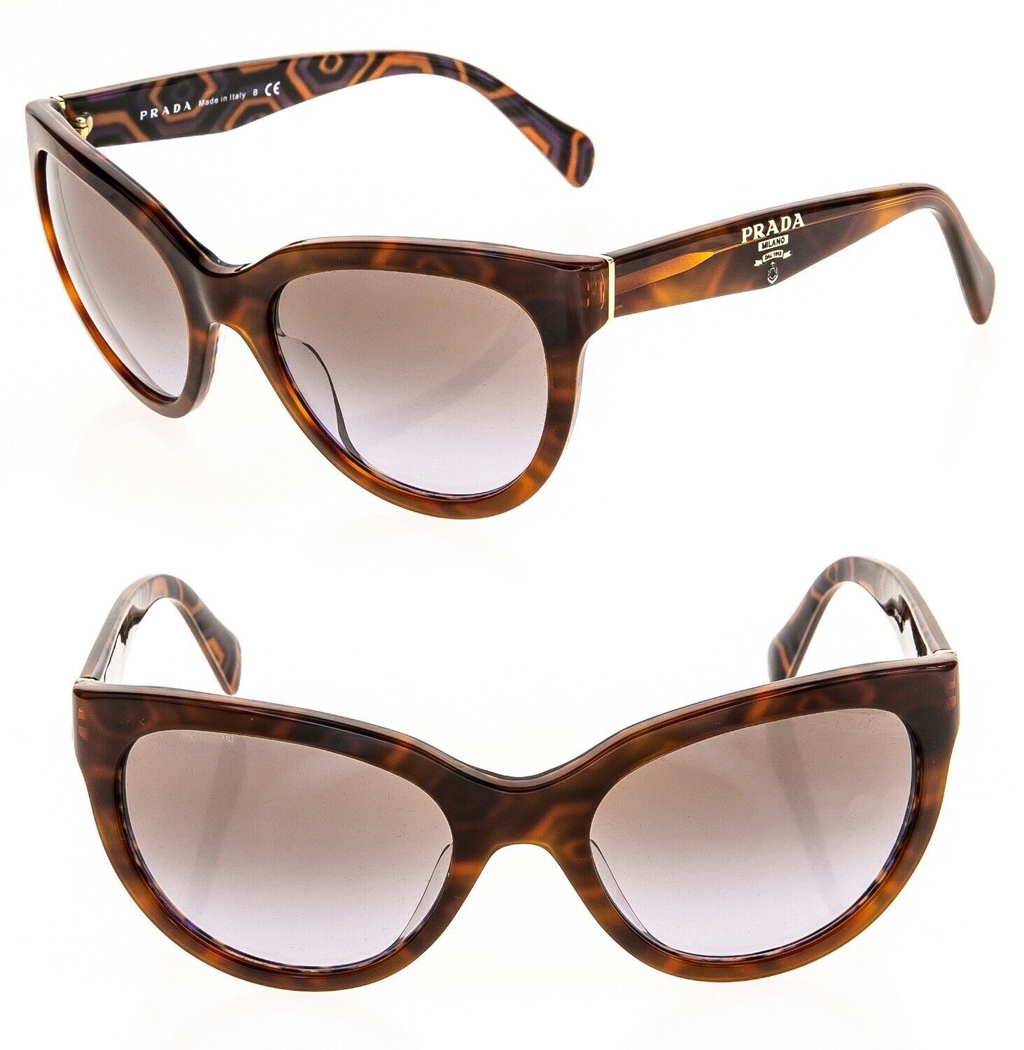 image of Prada Hexagonal Violet Print Logo Sunglasses 05P Pr05Ps, Women's