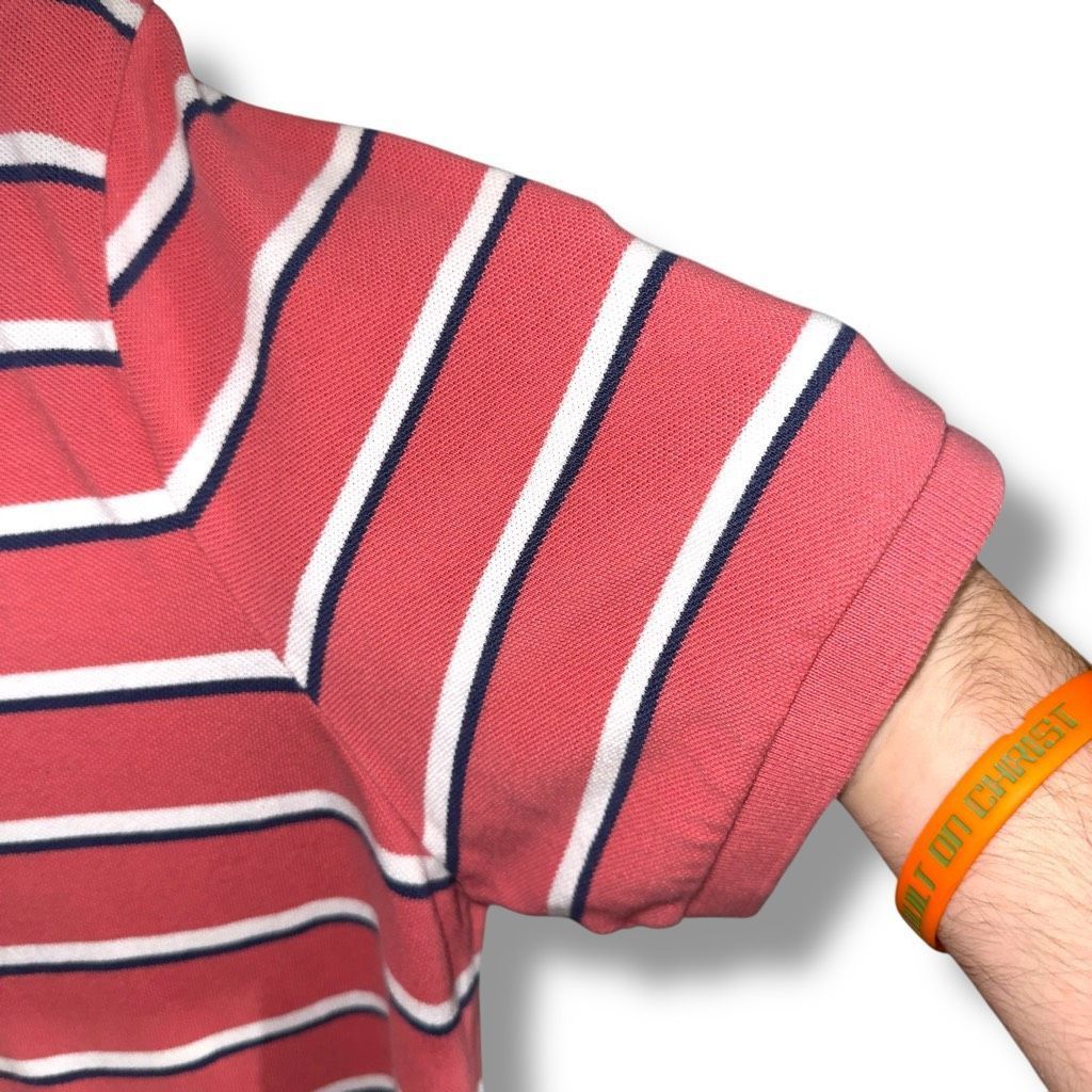 Polo Ralph Lauren Polo Ralph Lauren Salmon Red & White Pique Polo Shirt Size L Size US L / EU 52-54 / 3 - 6 Thumbnail